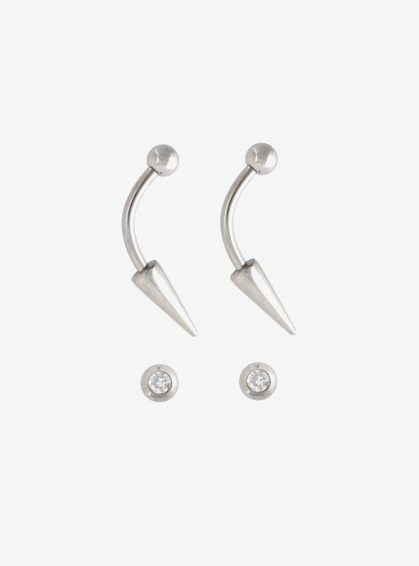 Steel Spike Labret Curved Barbell 2 Pack, , hi-res