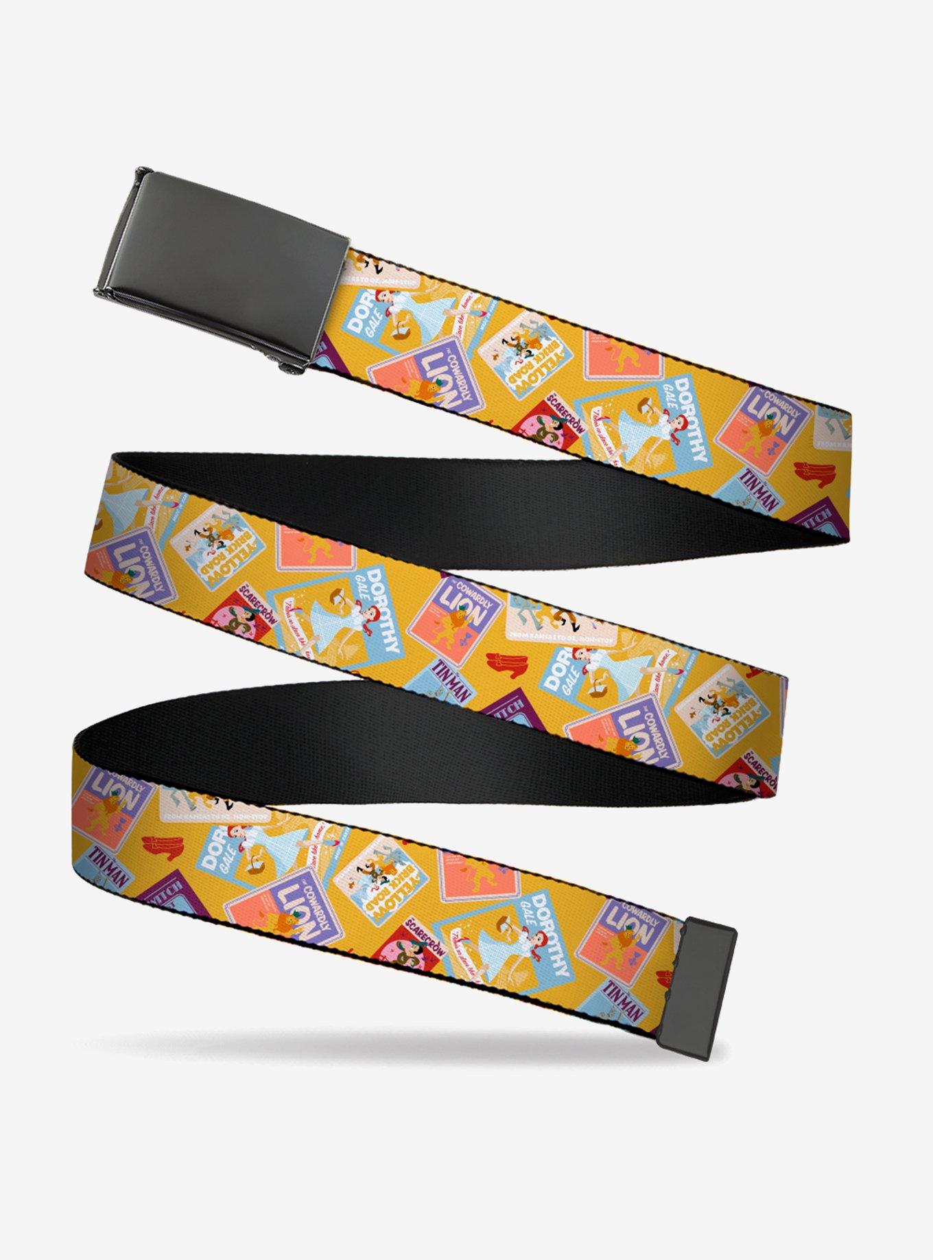 The Wizard of Oz Characters Scenes and Icons Collage Adjustable Clamp Buckle Belt, , hi-res