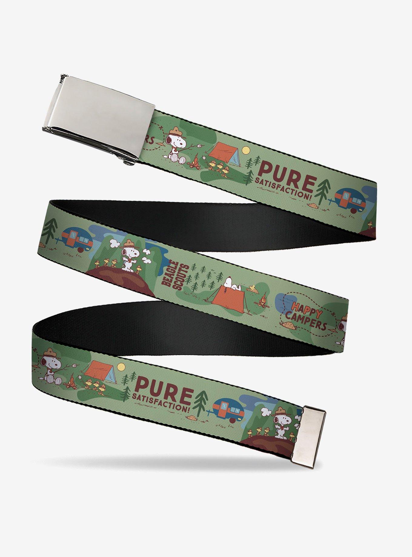Peanuts Happy Camper Beagle Scouts Scenes Adjustable Clamp Buckle Belt