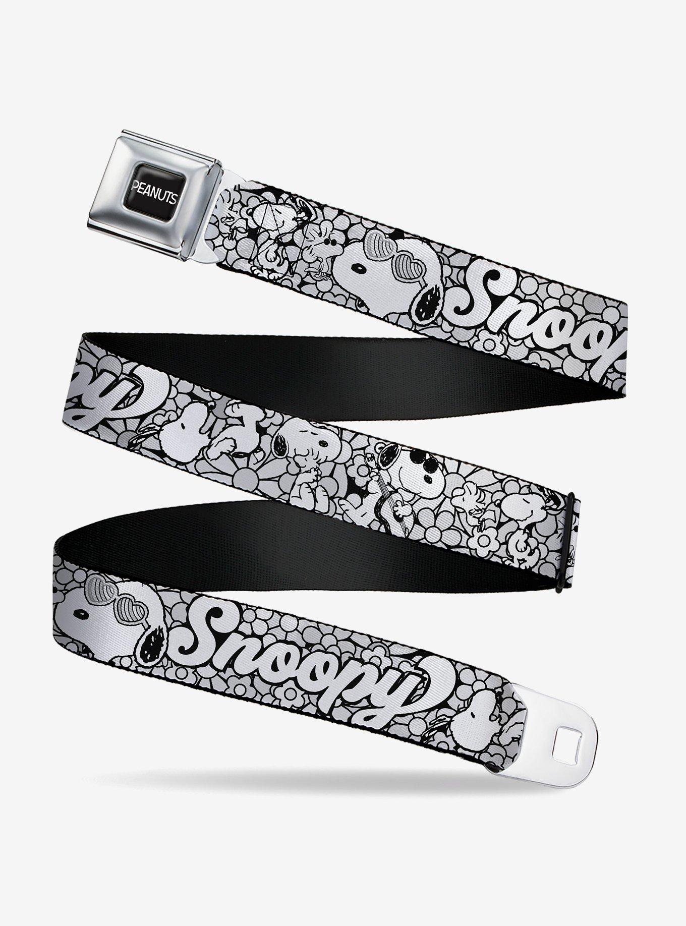 Peanuts Snoopy Poses and Daisy Flowers Collage Seatbelt Buckle Belt