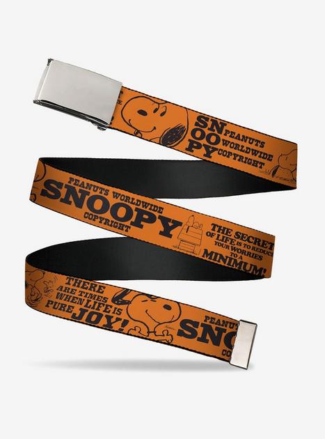 Peanuts Snoopy Poses and Quotes Collage Adjustable Clamp Buckle Belt ...