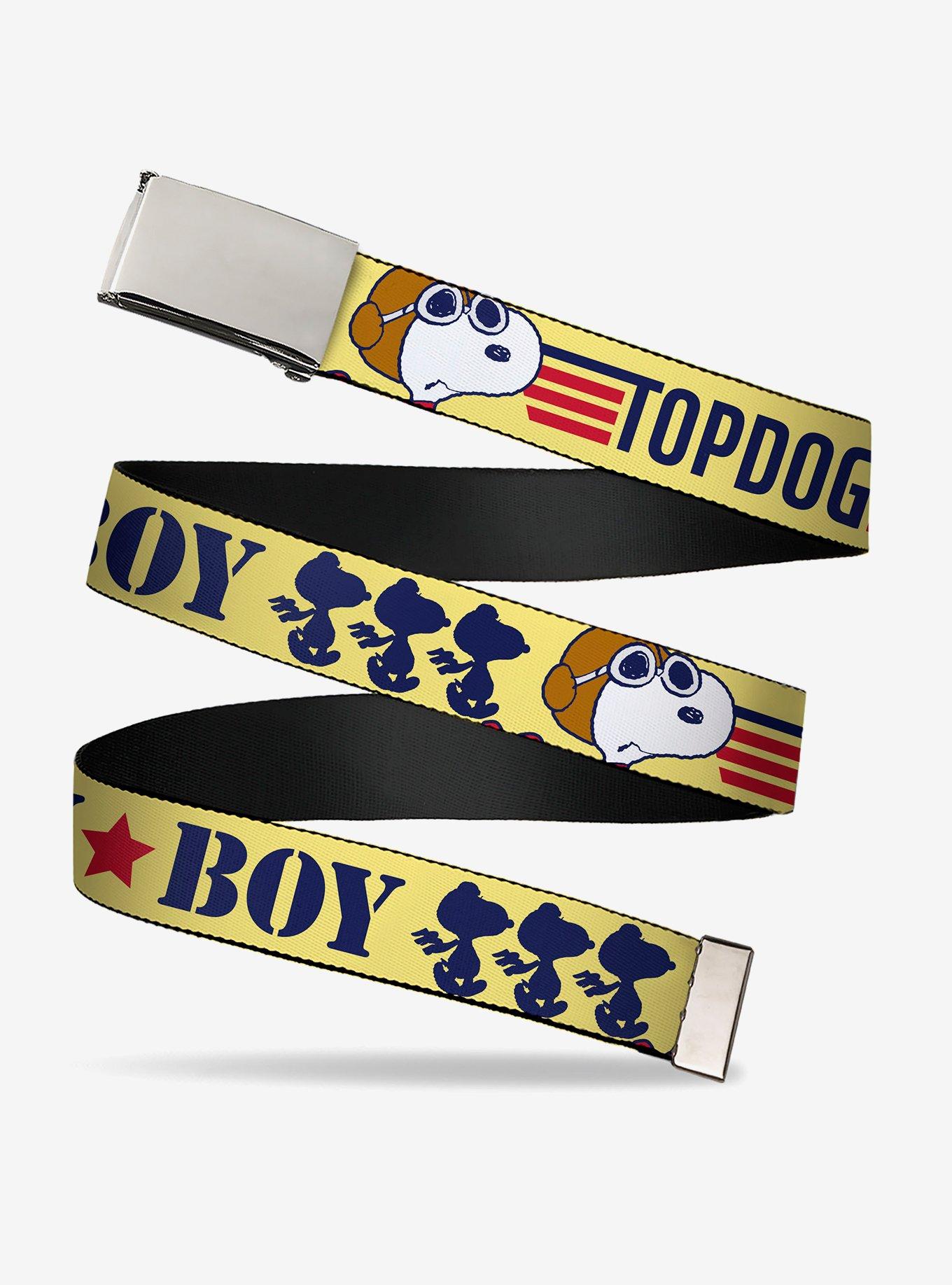 Peanuts Snoopy Fly Boy Top Dog Flying Ace Adjustable Clamp Buckle Belt, BRIGHT YELLOW, hi-res