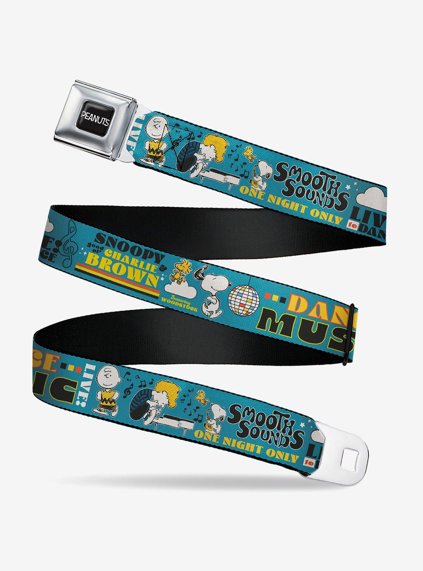 Peanuts Gang Dance Music Poses and Quotes Multi Seatbelt Buckle Belt, MULTI, hi-res