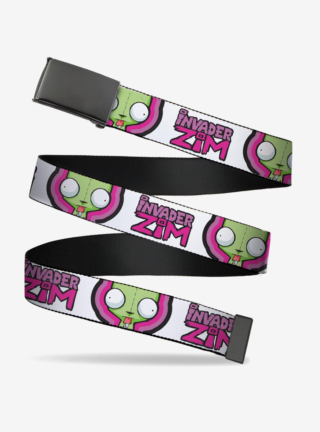 Invader Zim Title and Gir Pose Close Up Pinks Adjustable Clamp Buckle Belt