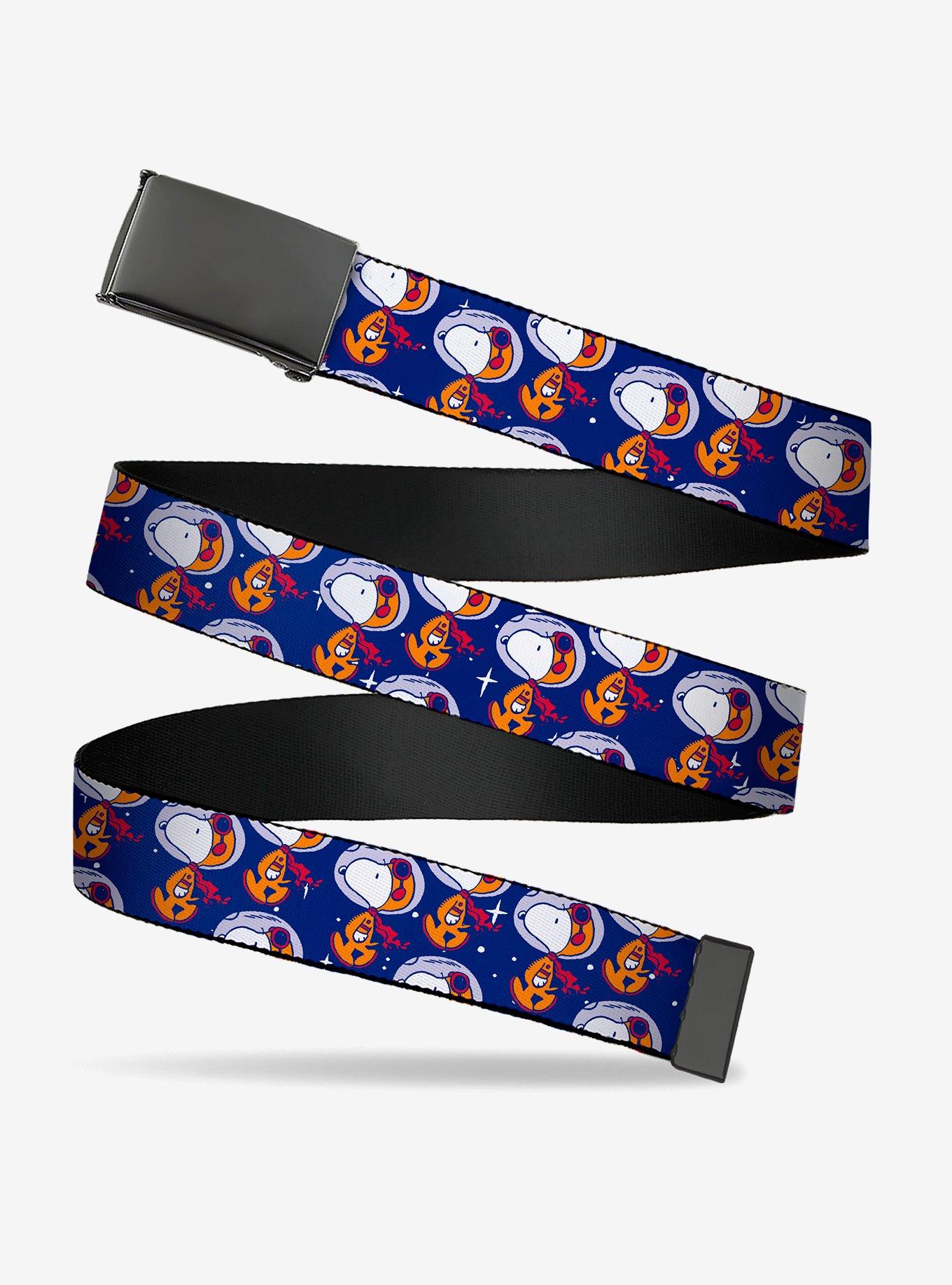 Peanuts Astronaut Snoopy Walking Pose Scattered Adjustable Clamp Buckle Belt
