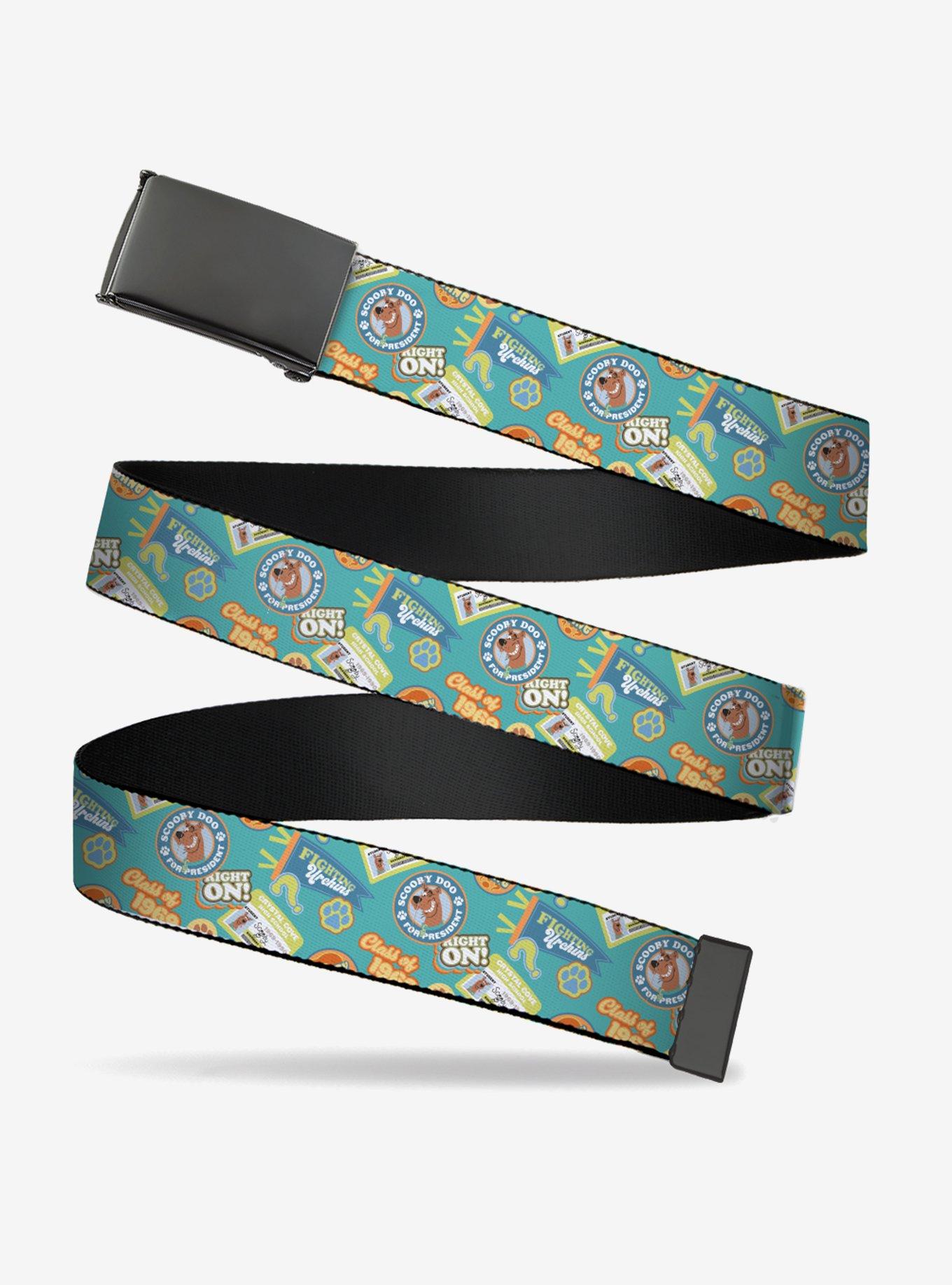 Scooby-Doo! School Spirit Icons Collage Adjustable Clamp Buckle Belt, , hi-res