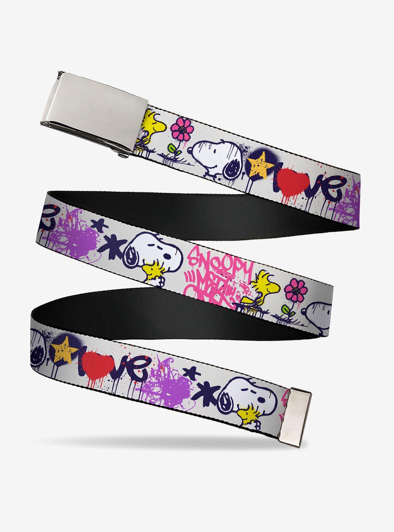 Peanuts Snoopy and Woodstock Graffiti Multi Adjustable Clamp Buckle Belt, , hi-res