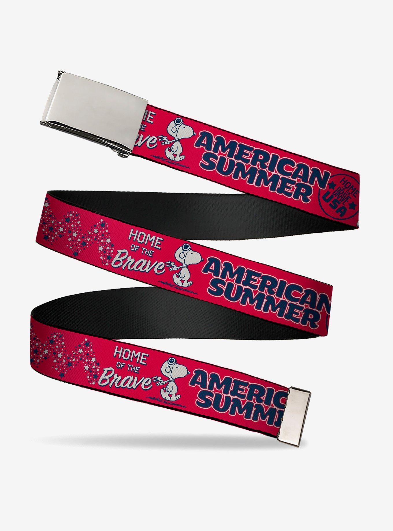 Peanuts Gang American Summer Poses Adjustable Clamp Buckle Belt, , hi-res