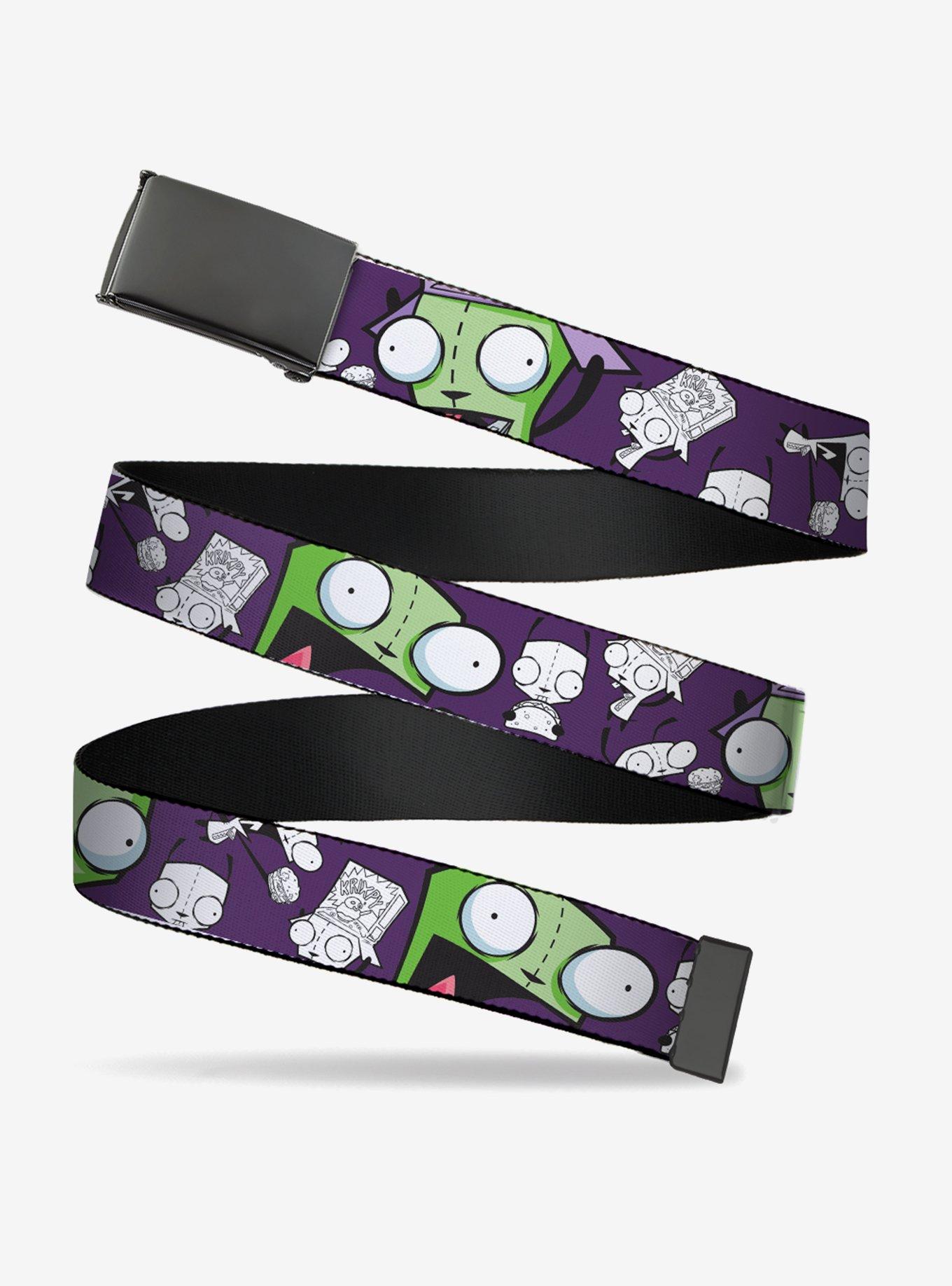 Invader Zim Gir Poses and Sketch Purple Adjustable Clamp Buckle Belt, , hi-res