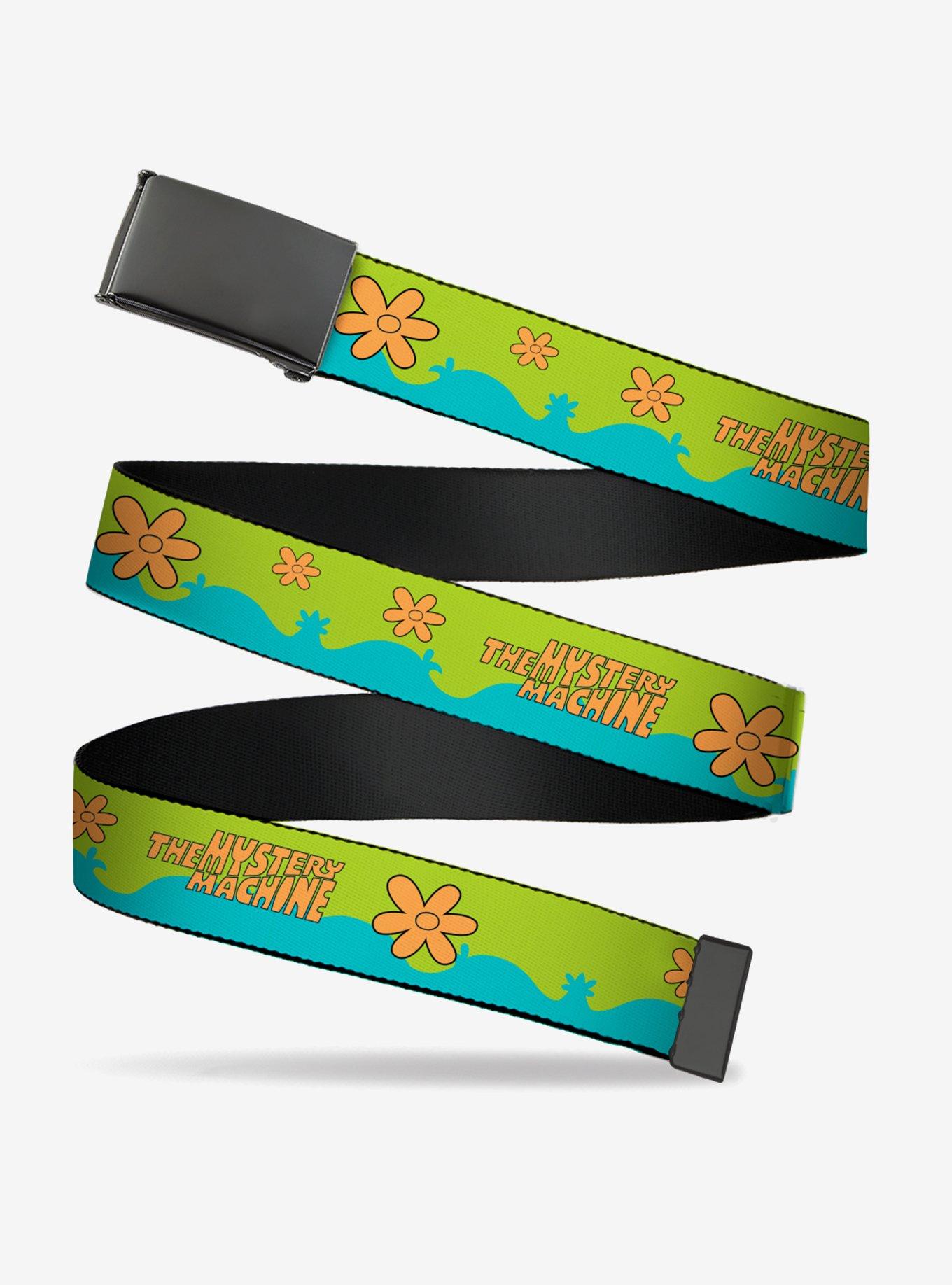 Scooby-Doo! The Mystery Machine Paint Job Aqua Adjustable Clamp Buckle Belt, , hi-res