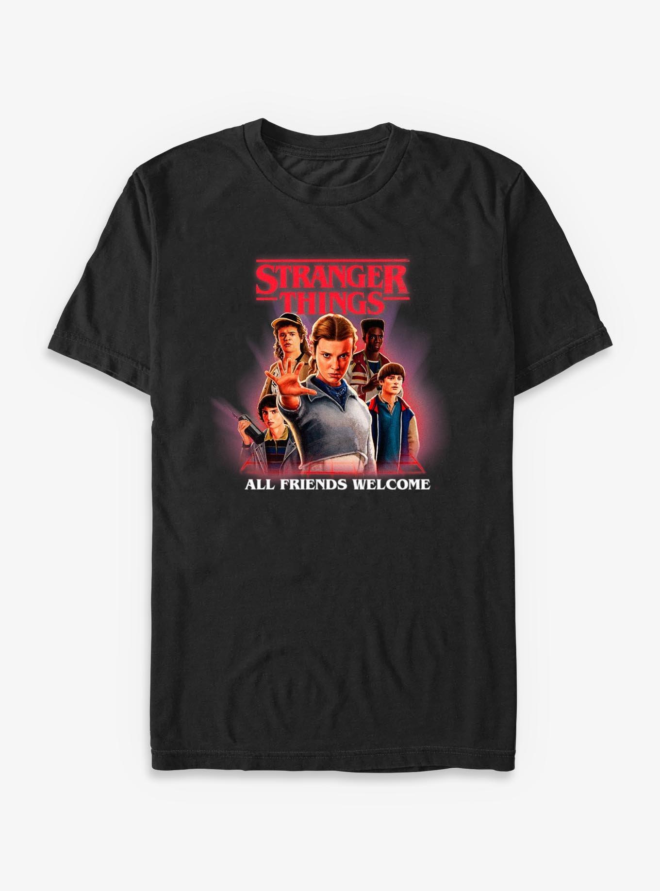 Stranger Things All Friends Welcome T-Shirt, BLACK, hi-res