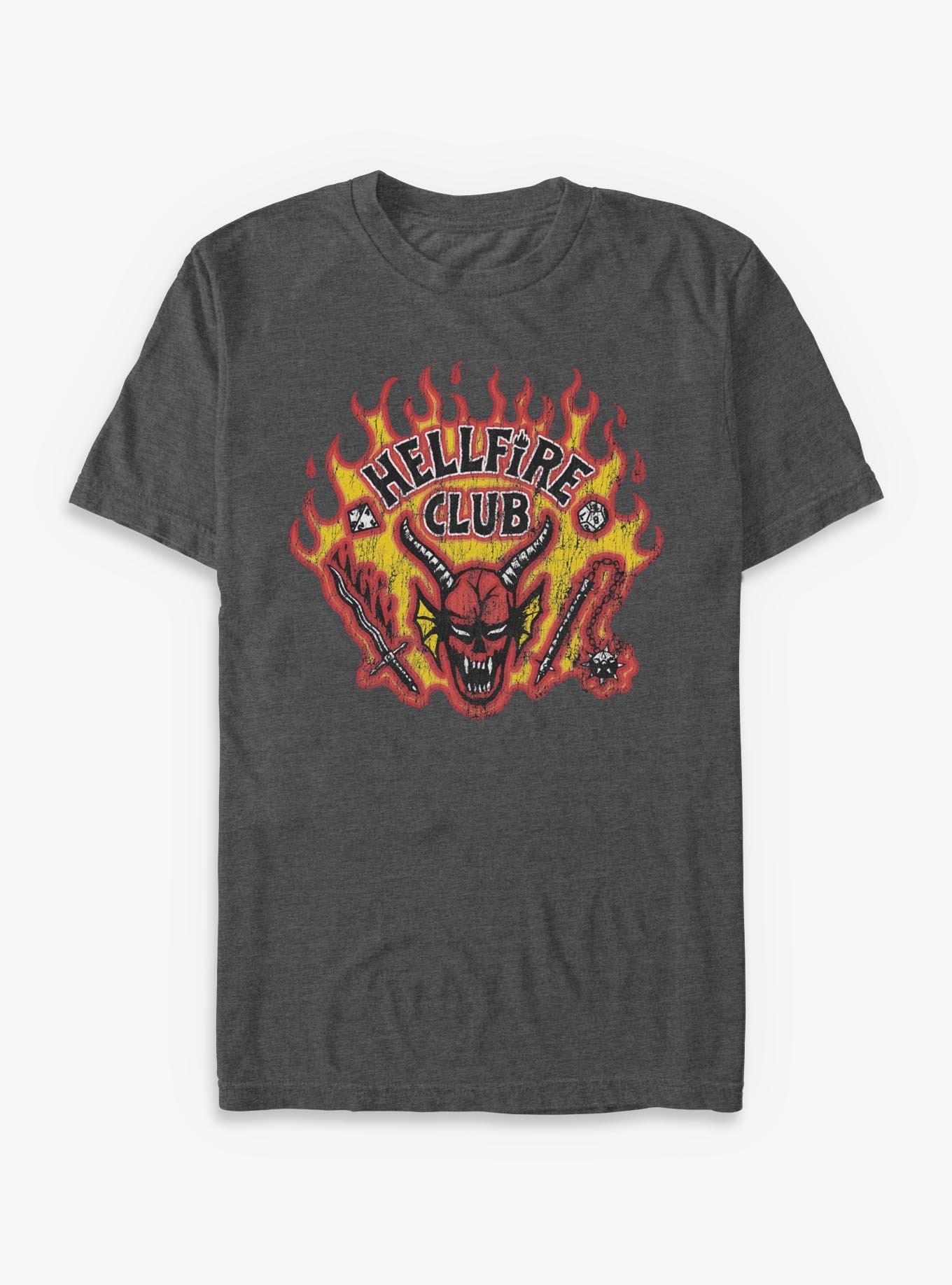 Stranger Things Hellfire Club Distressed Logo T-Shirt, CHAR HTR, hi-res