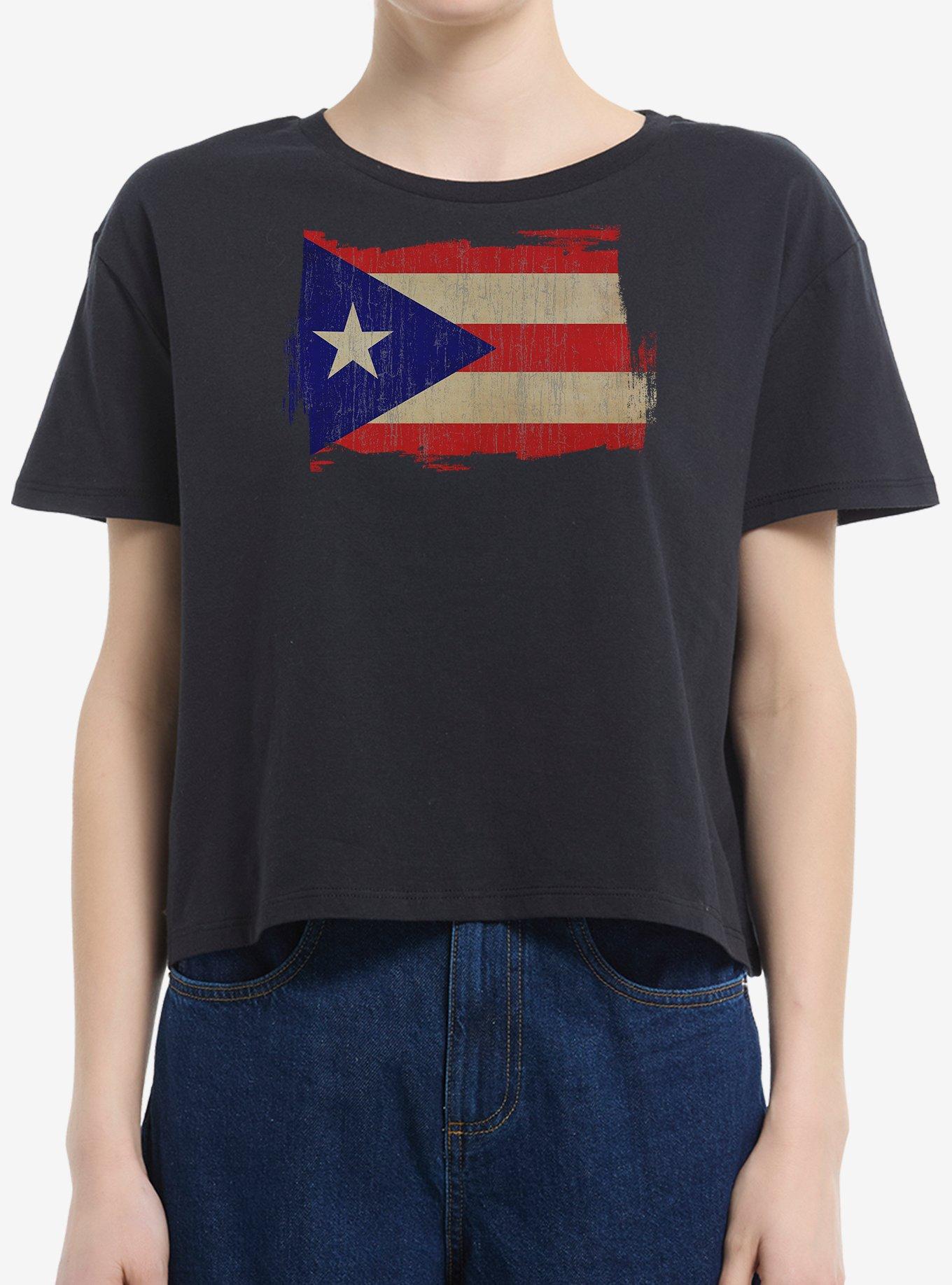 Puerto Rico Flag Girls Boxy Crop T-Shirt, , hi-res