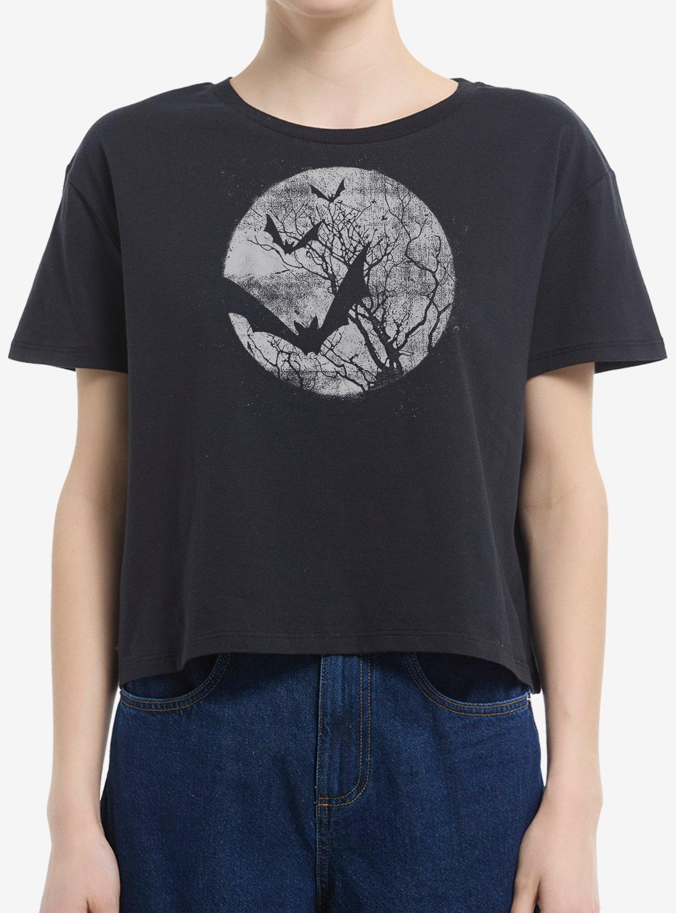 Bat Moon Girls Boxy Crop T-Shirt, CAVIAR, hi-res