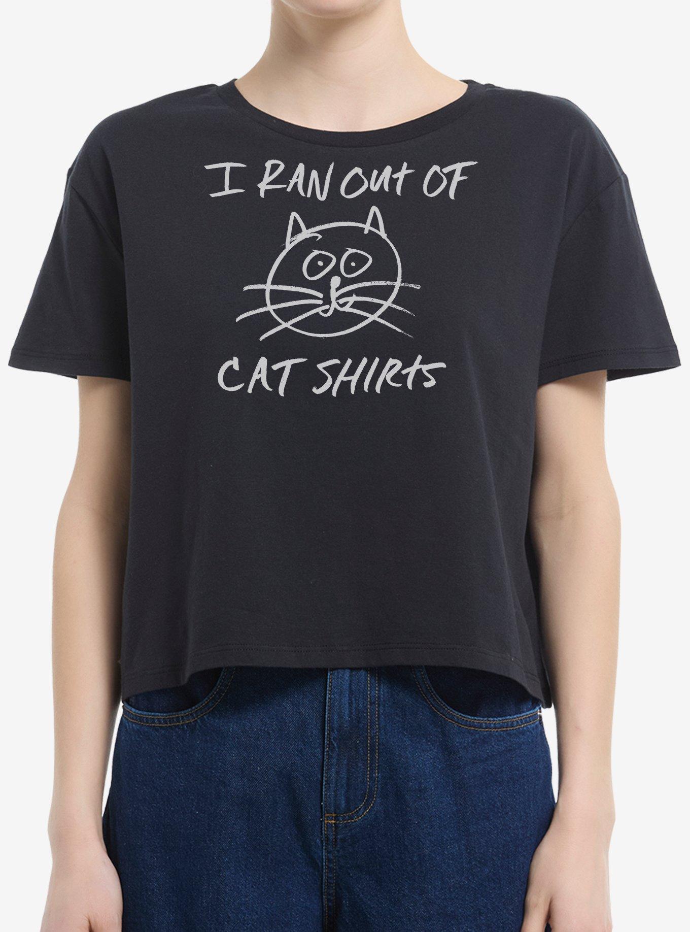 Ran Out Of Cat Shirts Girls Boxy Crop T-Shirt, CAVIAR, hi-res