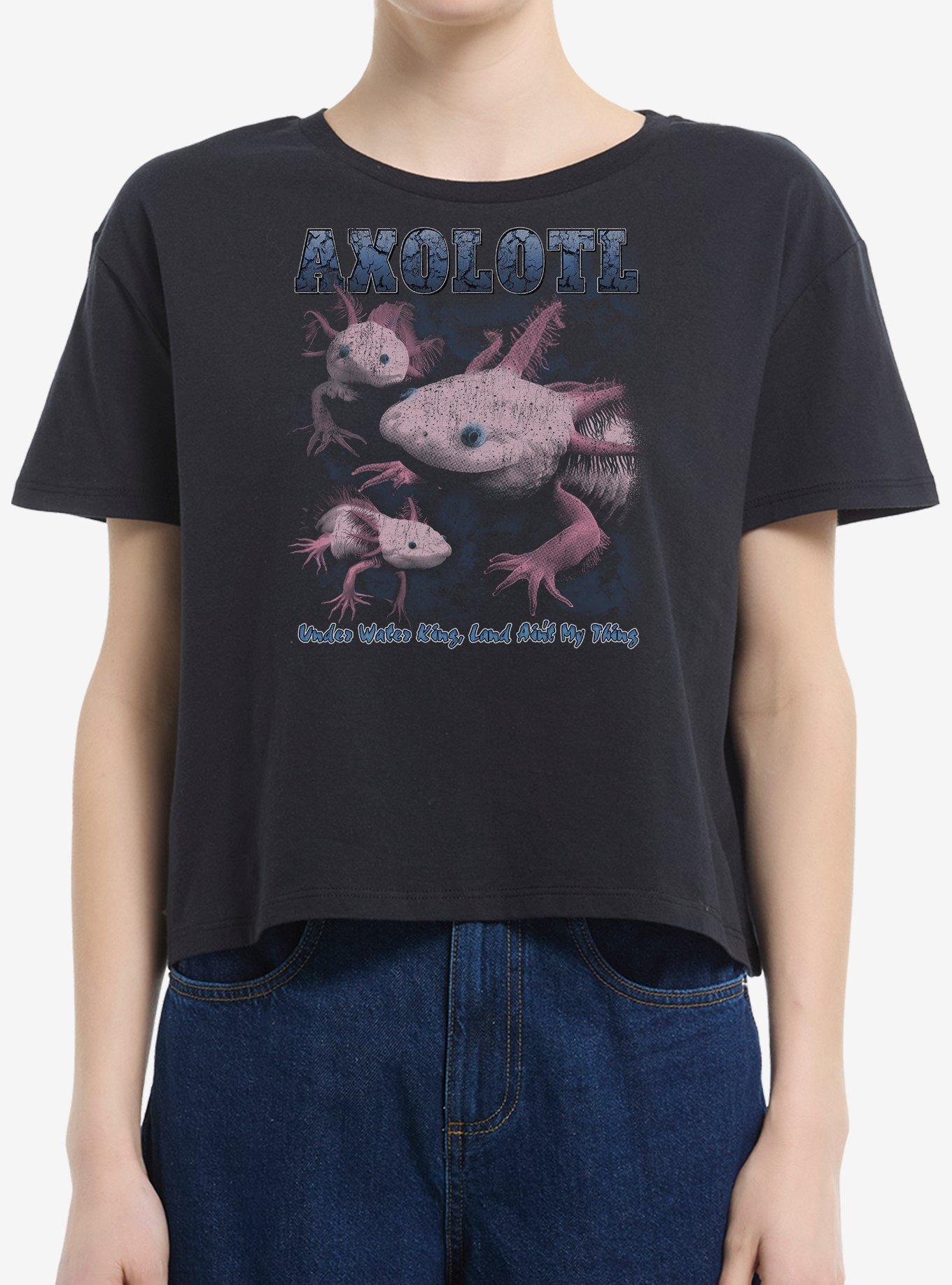 Axolotyl Underwater King Girls Boxy Crop T-Shirt, CAVIAR, hi-res