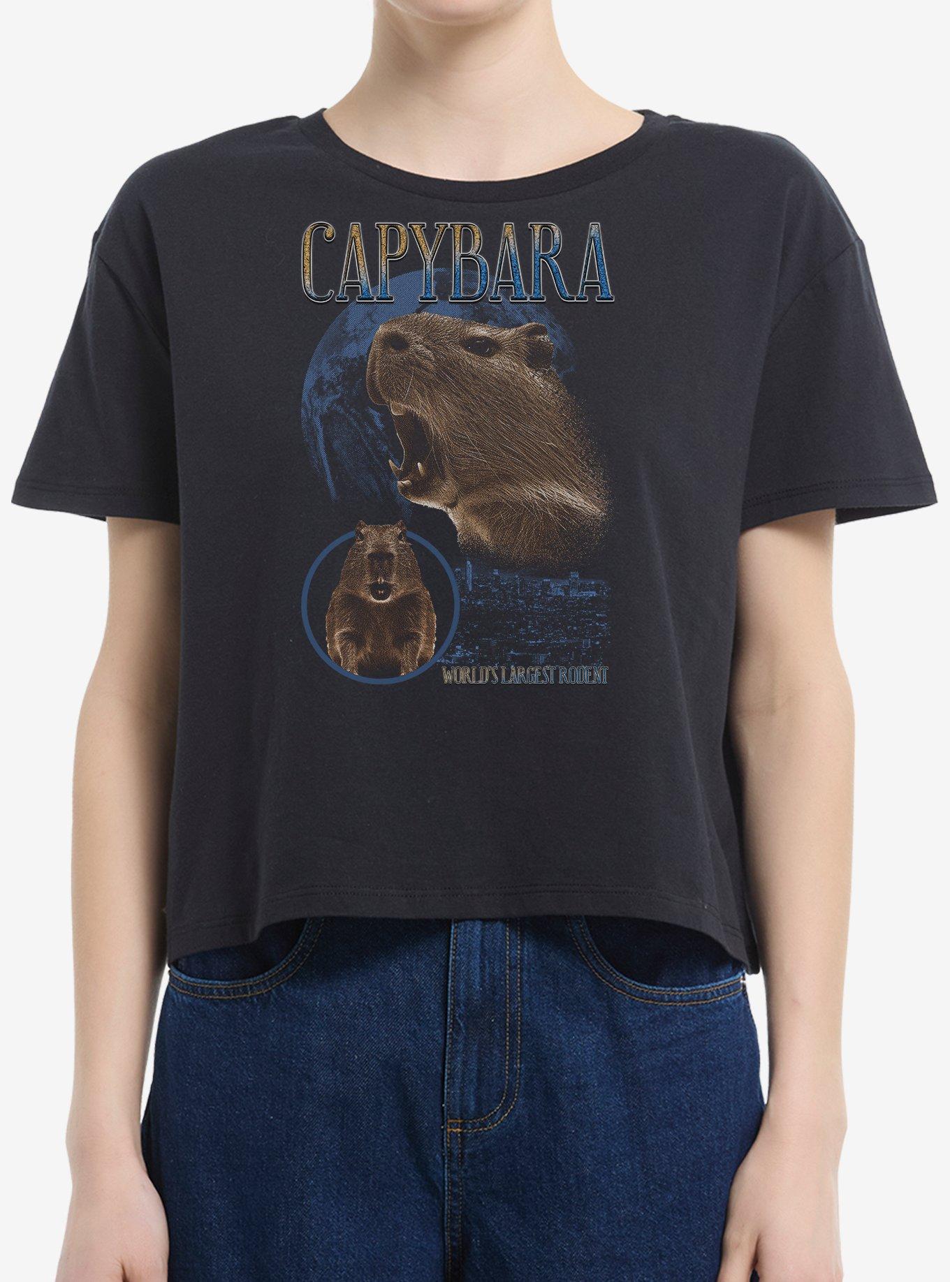Capybara The World's Largest Rodent Girls Boxy Crop T-Shirt, , hi-res