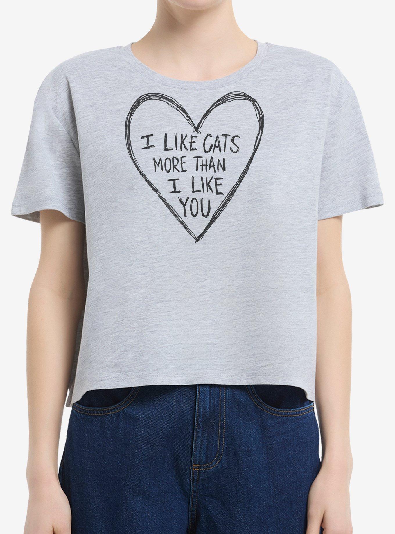 I Like Cats More Than I Like You Girls Boxy Crop T-Shirt, , hi-res