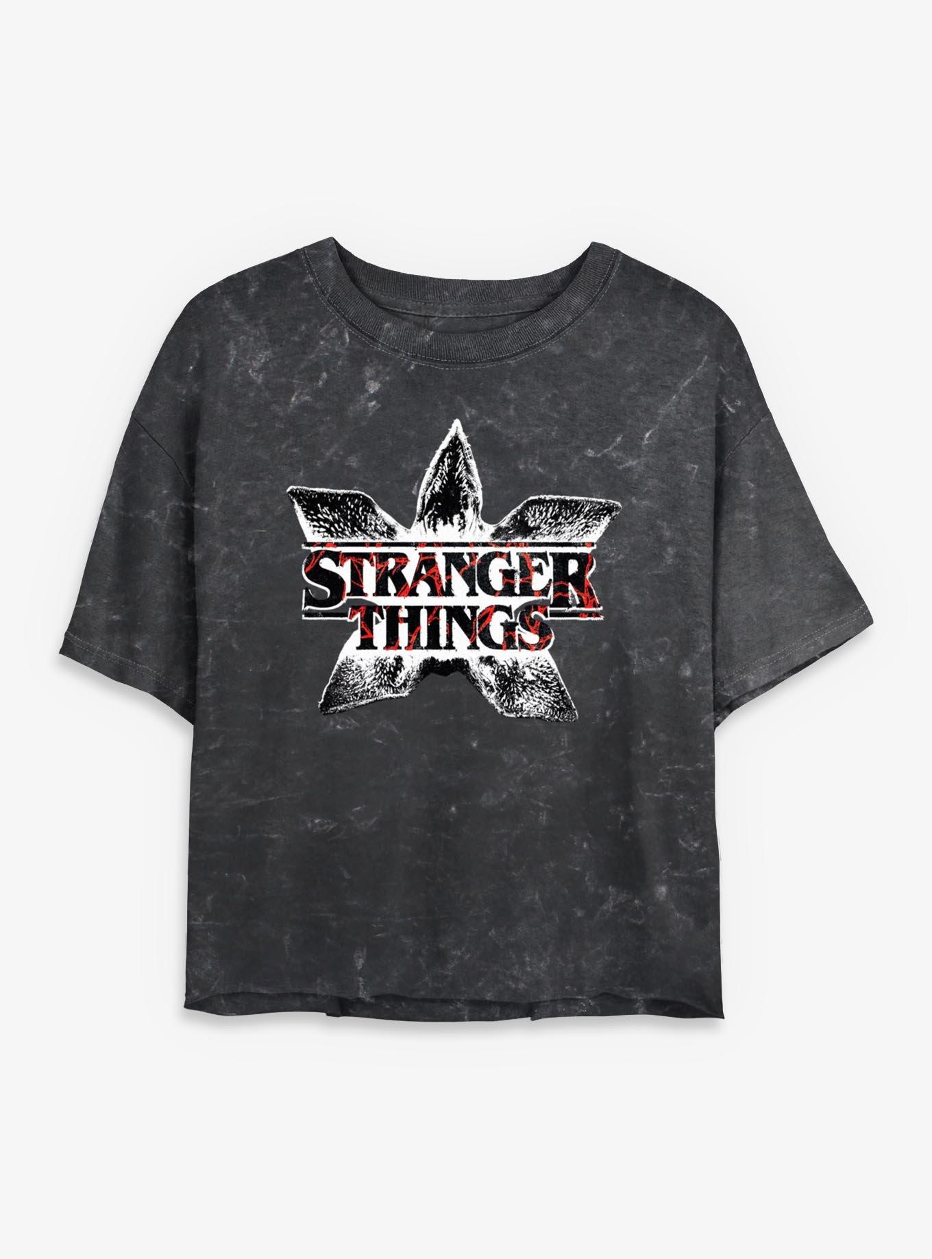 Stranger Things Demogorgon Head Logo Girls Mineral Wash Crop T-Shirt, , hi-res