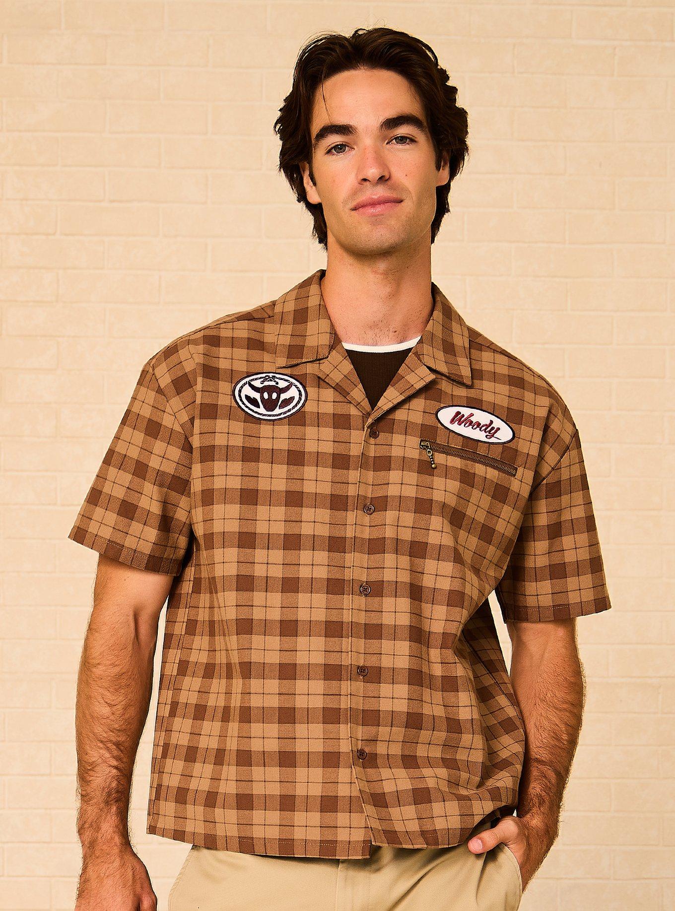 Disney Pixar Toy Story Woody Plaid Mechanic Woven T-Shirt - BoxLunch Exclusive, , hi-res