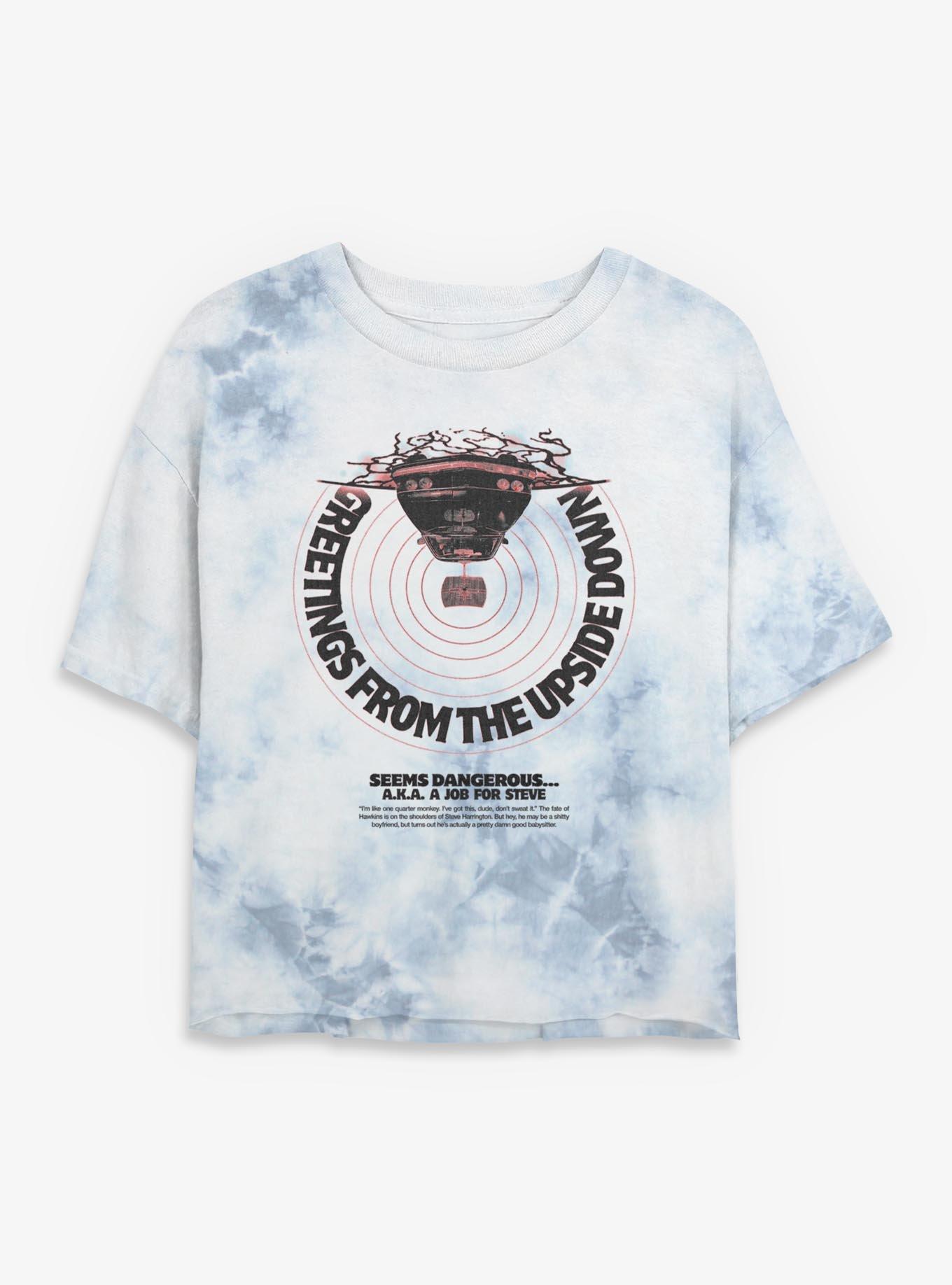 Stranger Things Greetings From The Upside Down Girls Tye-Dye Crop T-Shirt, , hi-res