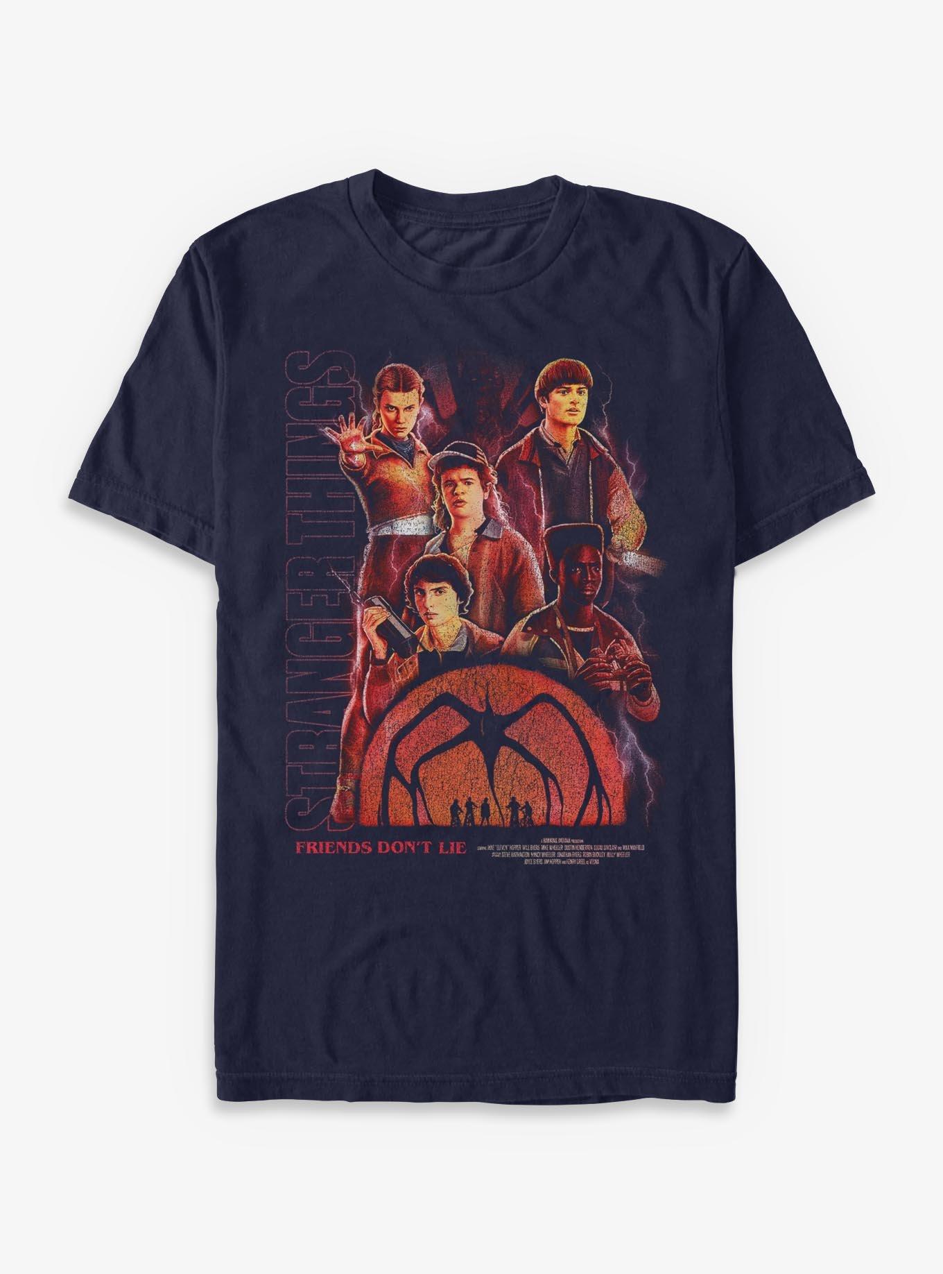 Stranger Things Friends Don't Lie Collage T-Shirt Hot Topic Exclusive, , hi-res