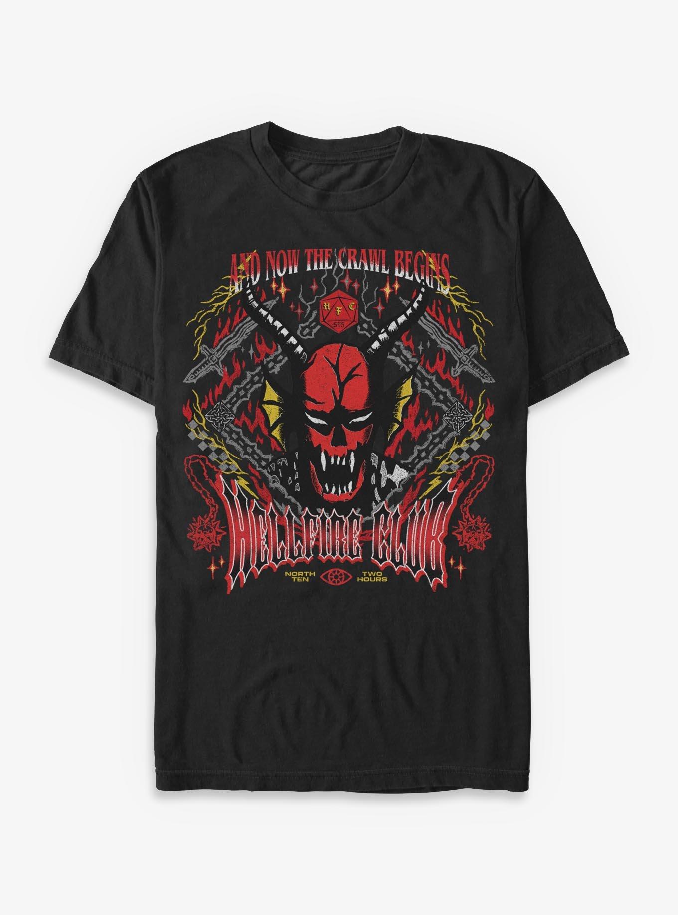 Stranger Things Hellfire Club Now The Crawl Begins T-Shirt Hot Topic Exclusive, , hi-res