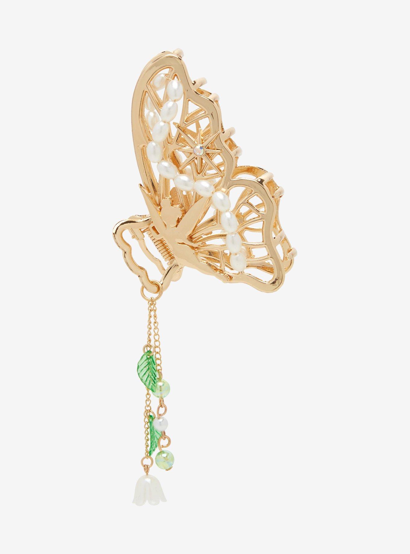 Disney Peter Pan Tinker Bell Gold Butterfly Claw Clip with Charm - BoxLunch Exclusive, , hi-res