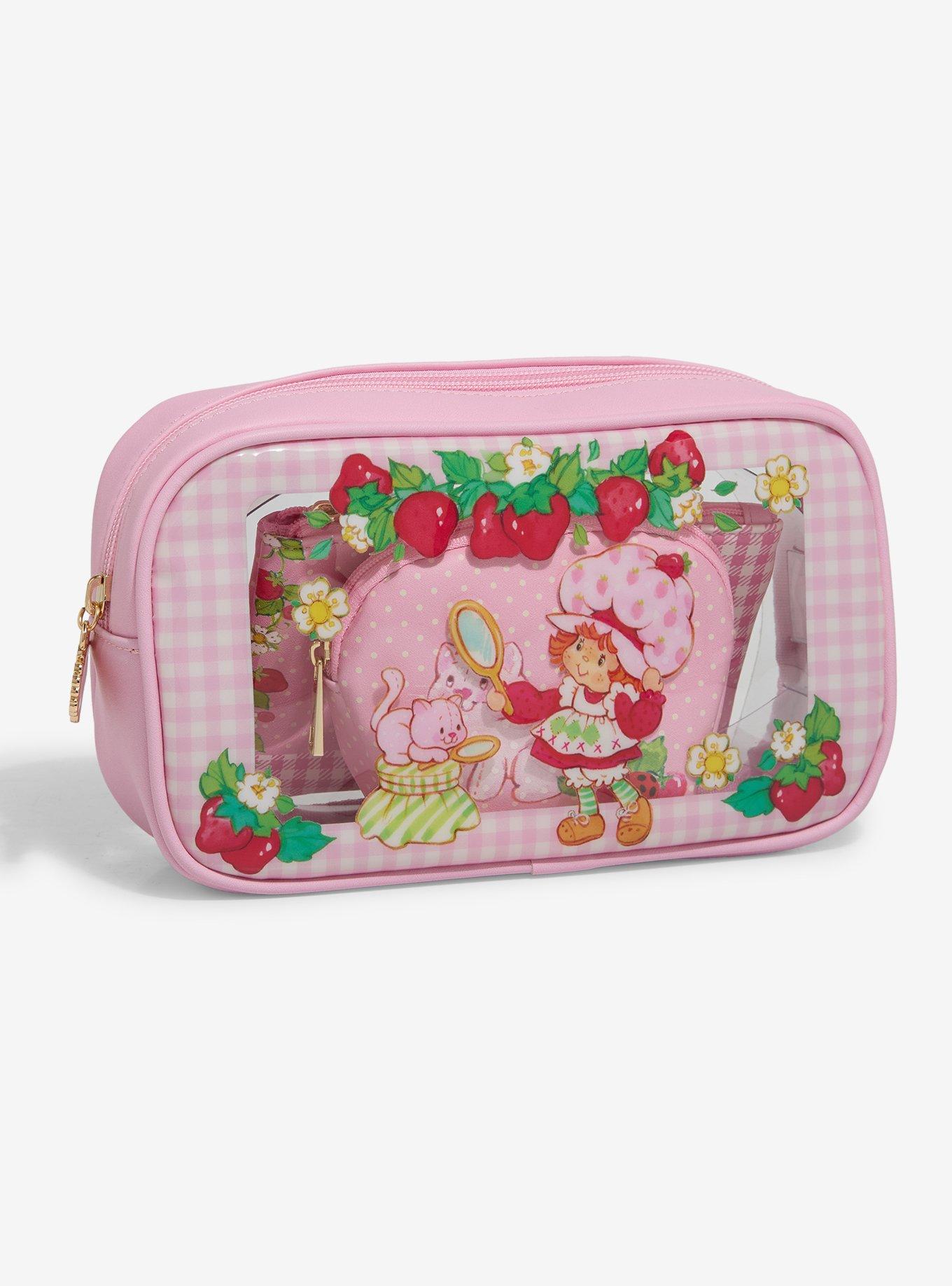 Strawberry Shortcake Pink Gingham Cosmetic Bag Set &mdash; BoxLunch Exclusive, , hi-res