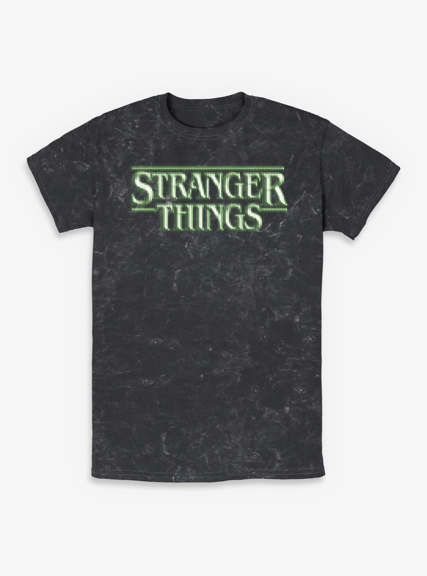 Stranger Things Green 8 Bits Logo Mineral Wash T-Shirt, , hi-res