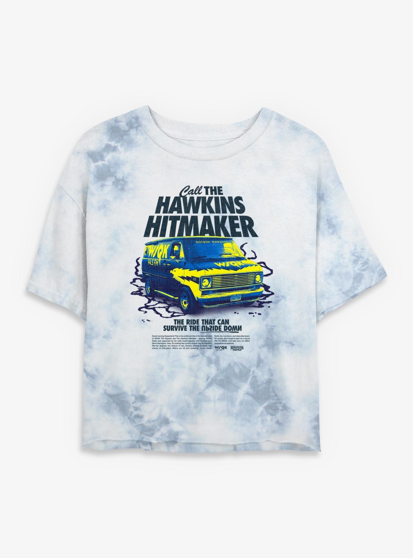 Stranger Things Call The Hawkins Hitmaker Womens Tie-Dye Crop T-Shirt, , hi-res