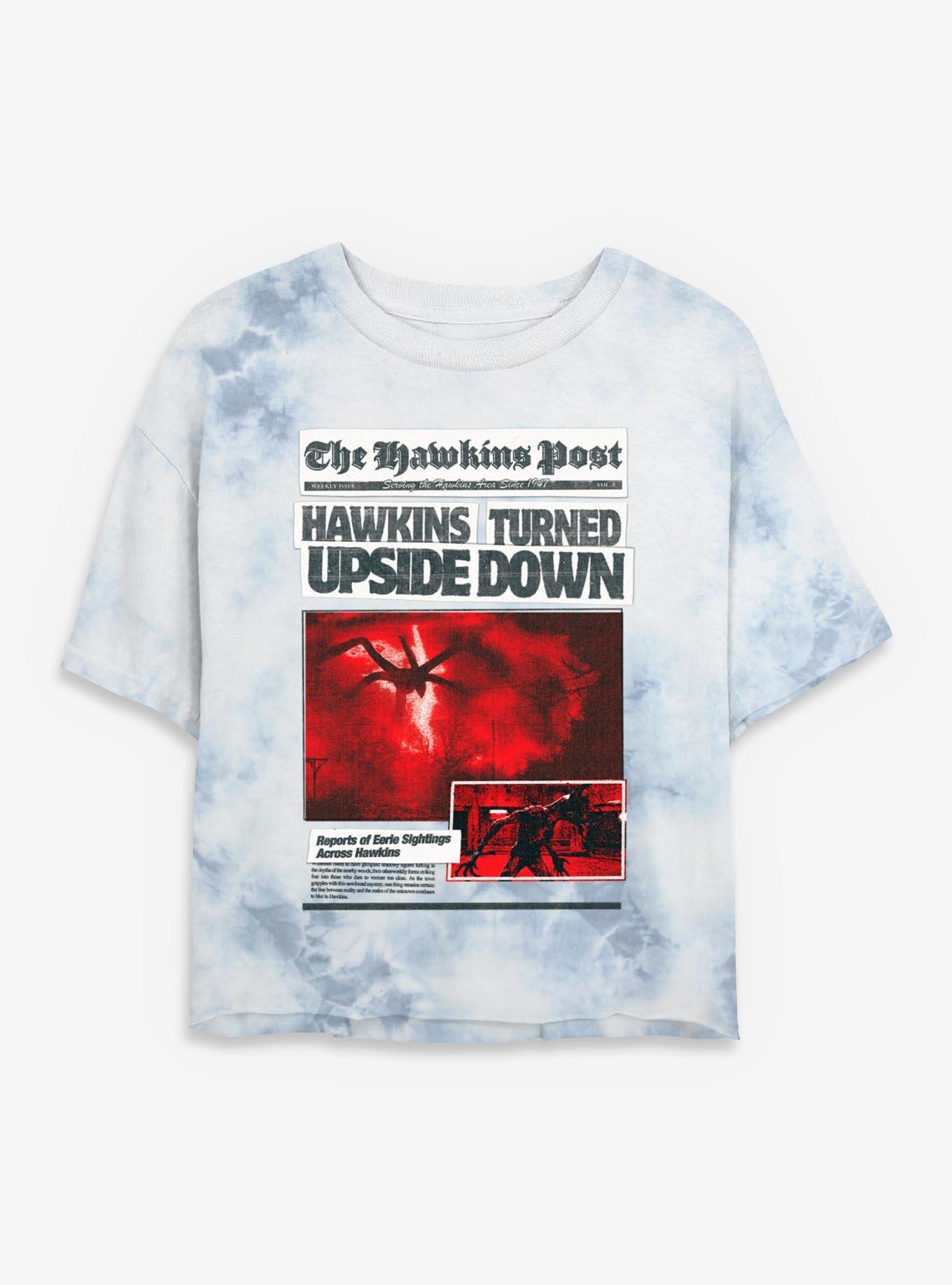 Stranger Things The Hawkins Post Womens Tie-Dye Crop T-Shirt, , hi-res