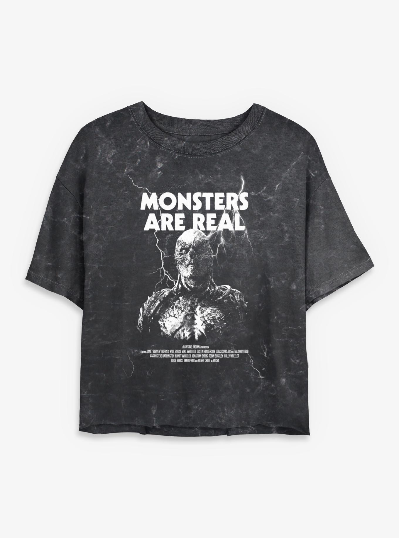 Stranger Things Vecna Monsters Are Real Womens Mineral Wash Crop T-Shirt, , hi-res