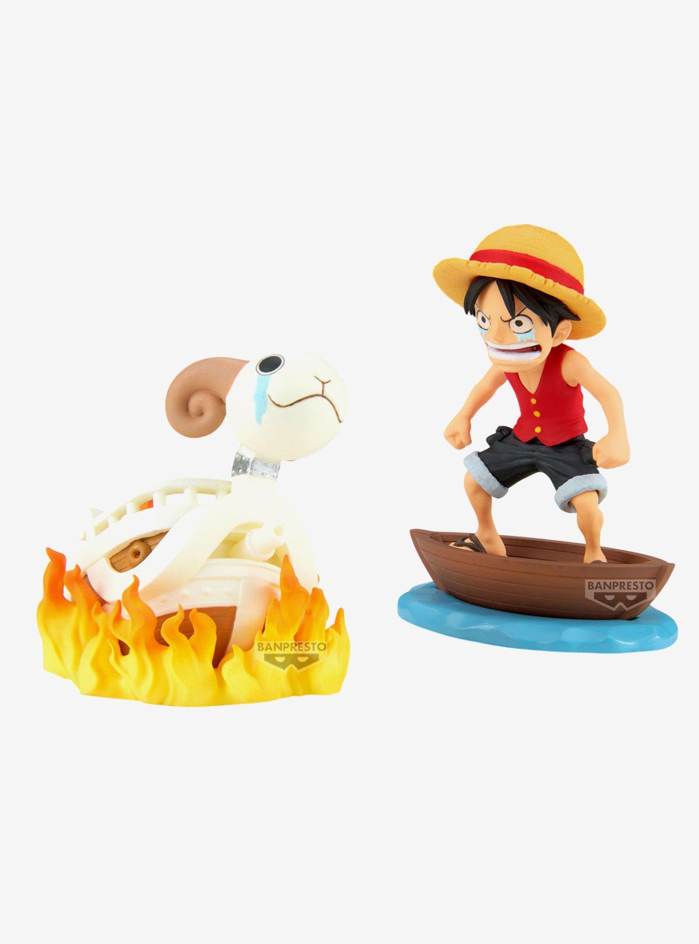 Bandai Namco One Piece World Collectable Figure Log Stories Luffy & Going Merry Mini Figures, , hi-res