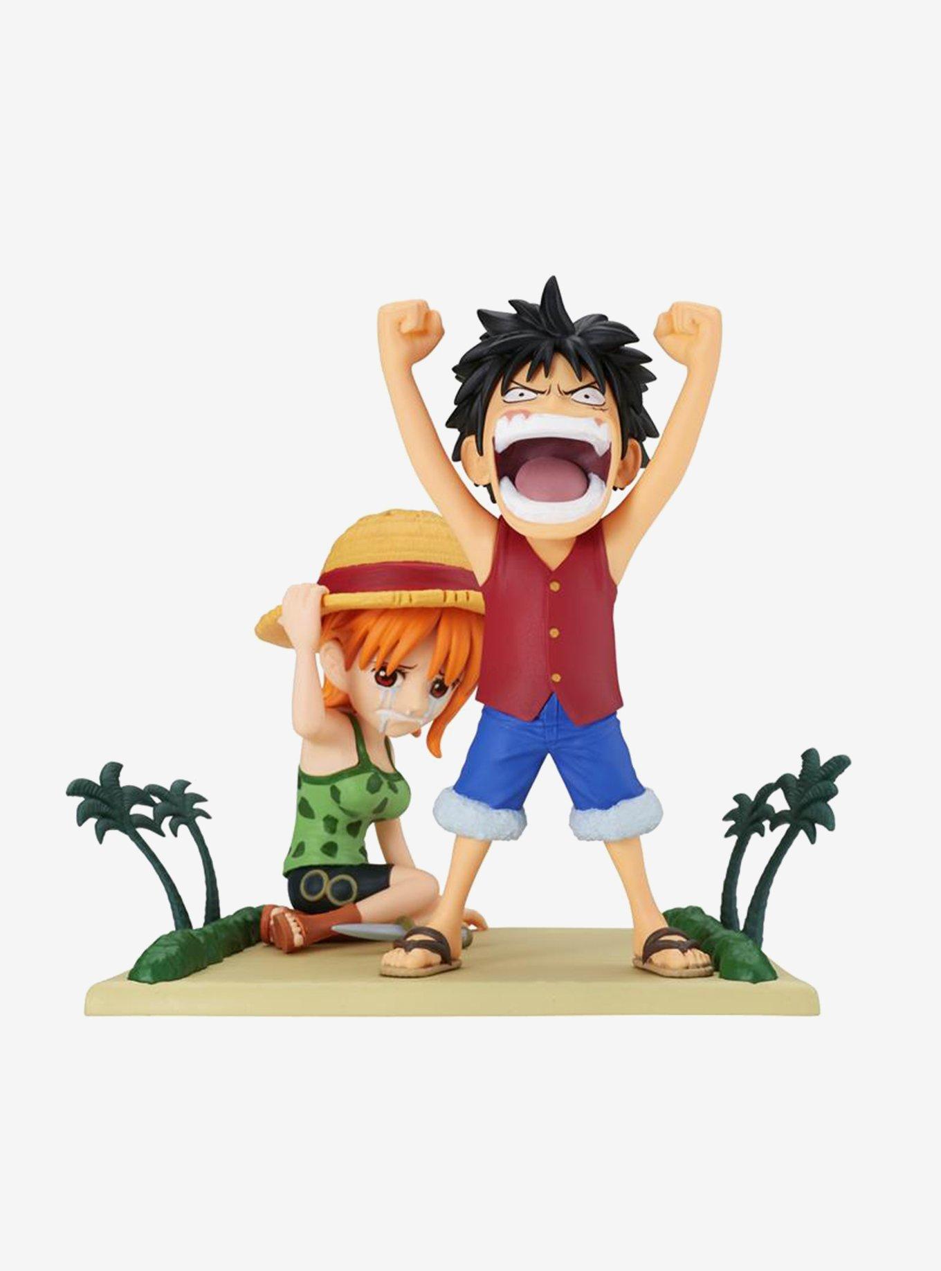 Bandai Namco One Piece World Collectable Figure Log Stories Luffy & Nami Mini Figure, , hi-res