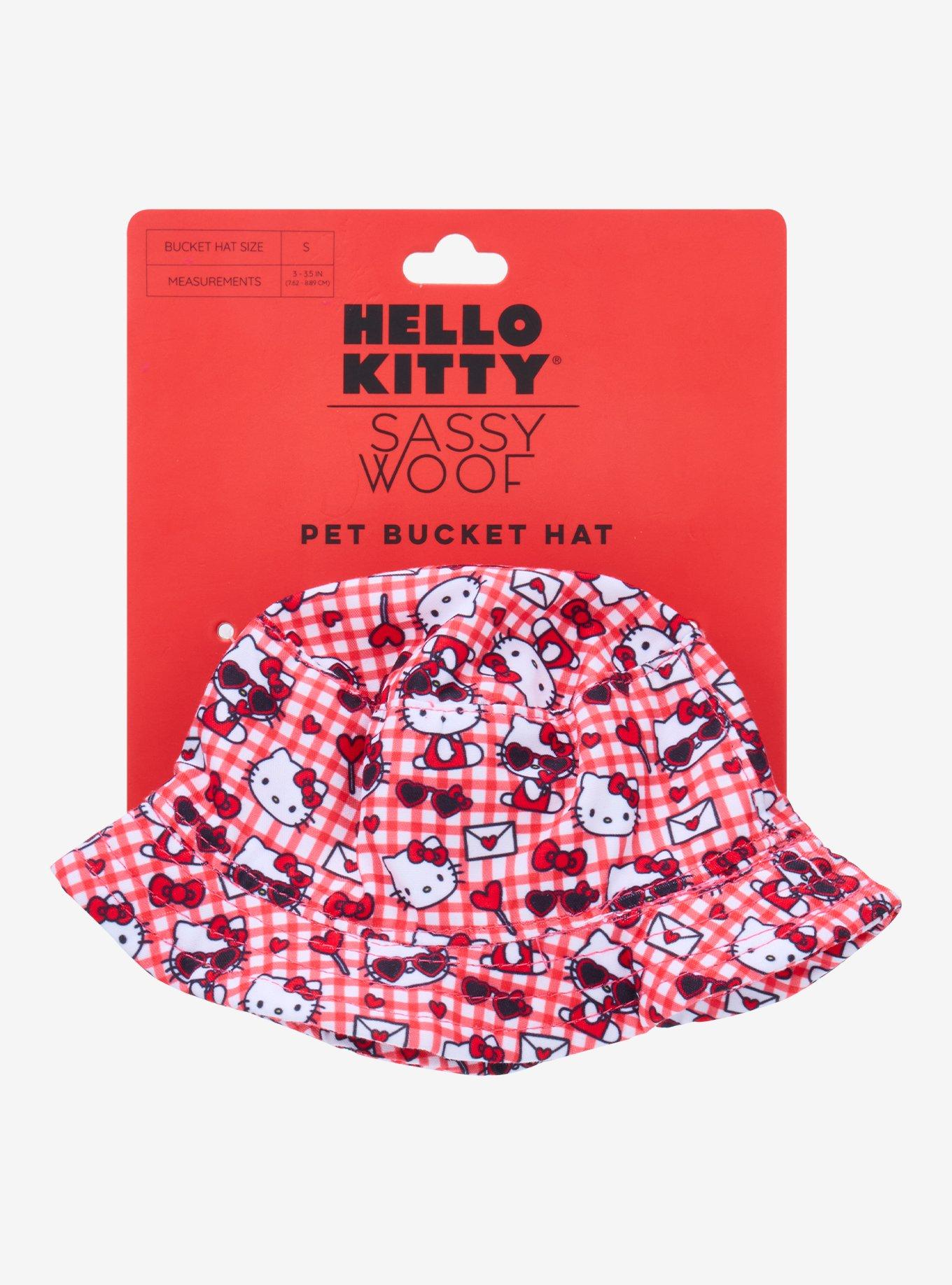 Sassy Woof Sanrio Hello Kitty Gingham Small Pet Bucket Hat