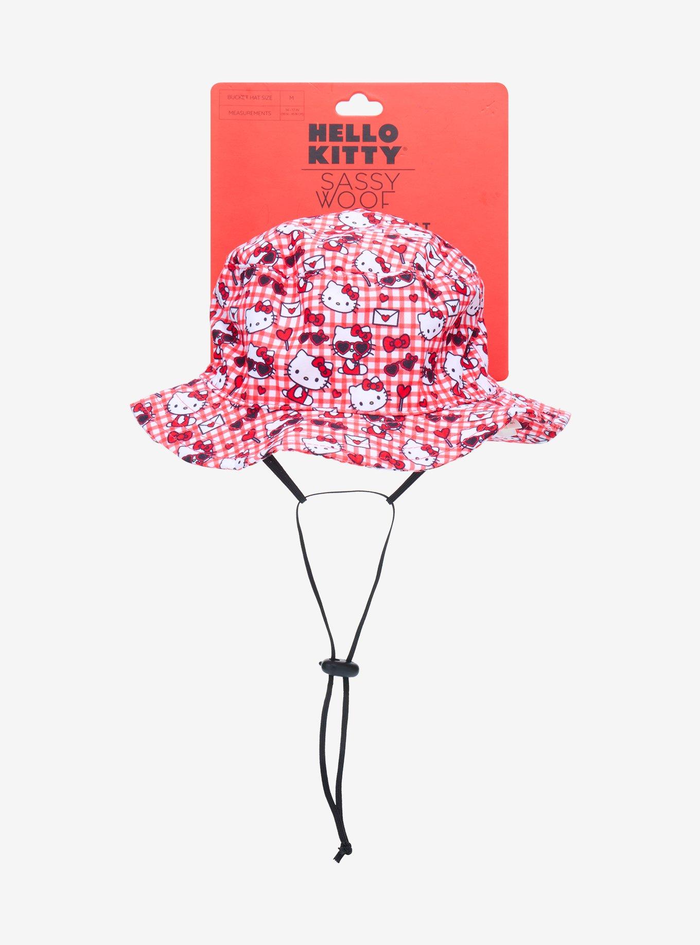 Sassy Woof Sanrio Hello Kitty Gingham Medium Pet Bucket Hat, , hi-res