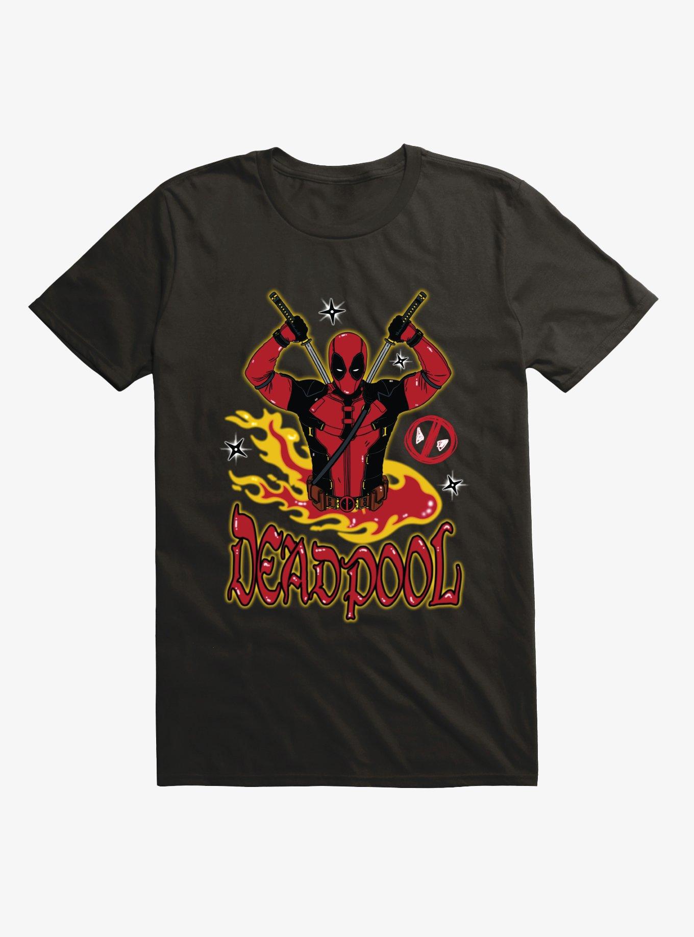Marvel Deadpool Fire T-Shirt Hot Topic Exclusive, , hi-res