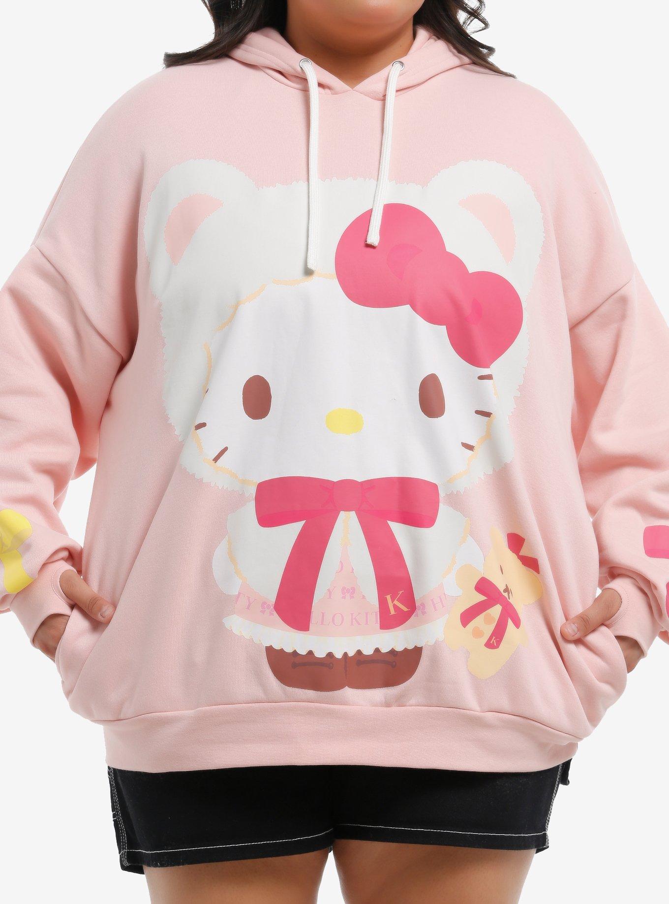 Hello Kitty & Mimmy Cozy Bear Girls Oversized Hoodie Plus Size, , hi-res