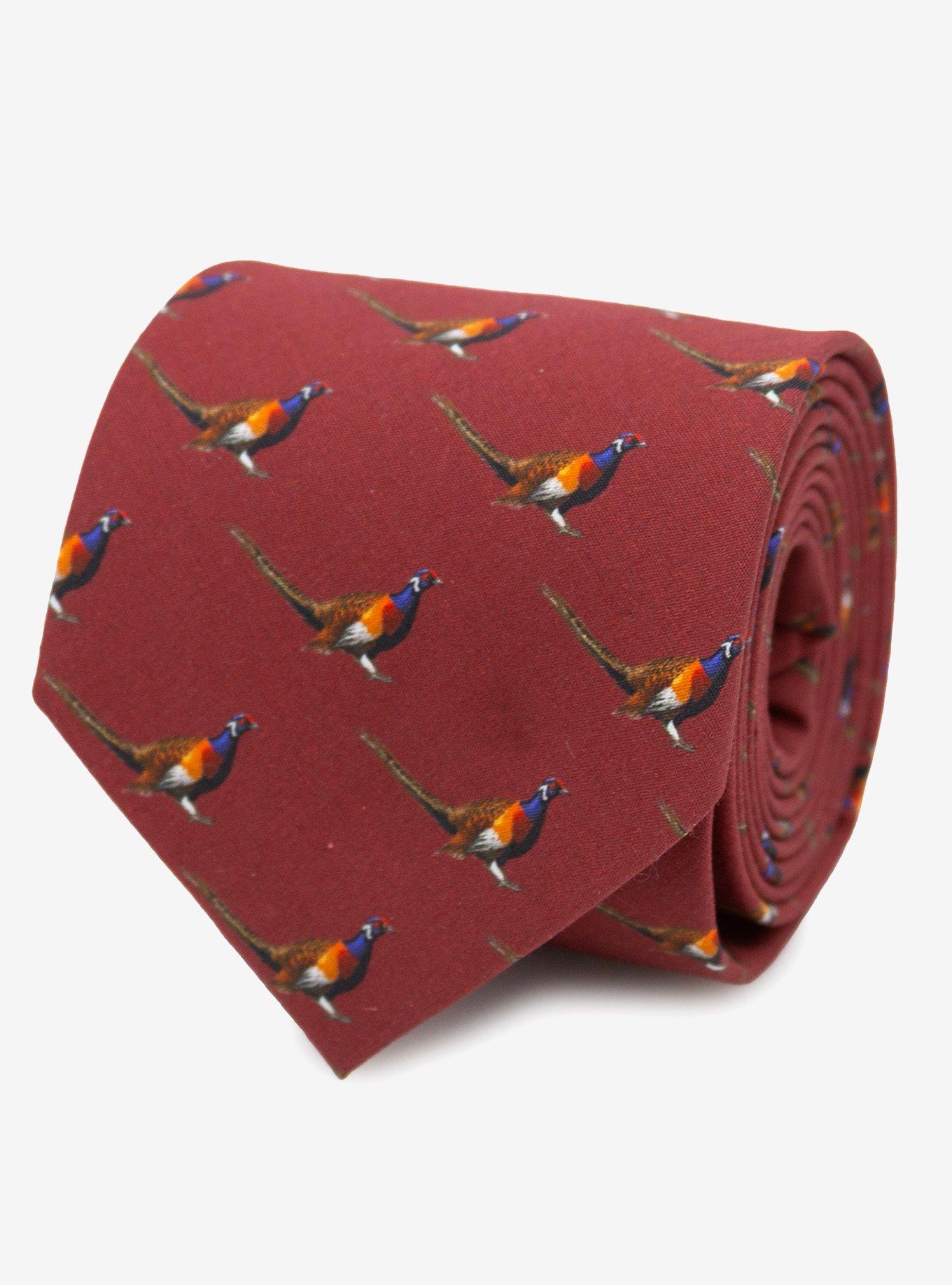 Pheasant Burgundy Men's Tie, , hi-res