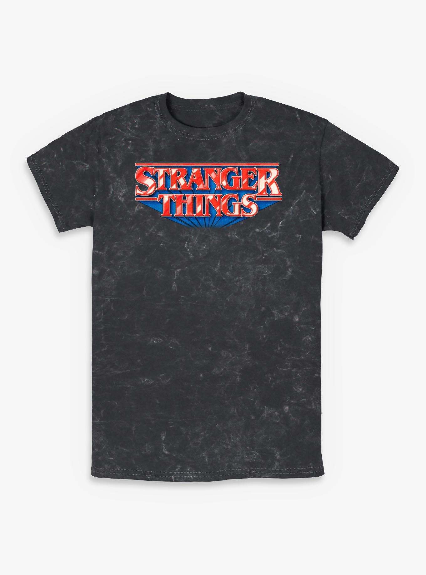 Stranger Things Glossy Logo Mineral Wash T-Shirt, BLACK, hi-res