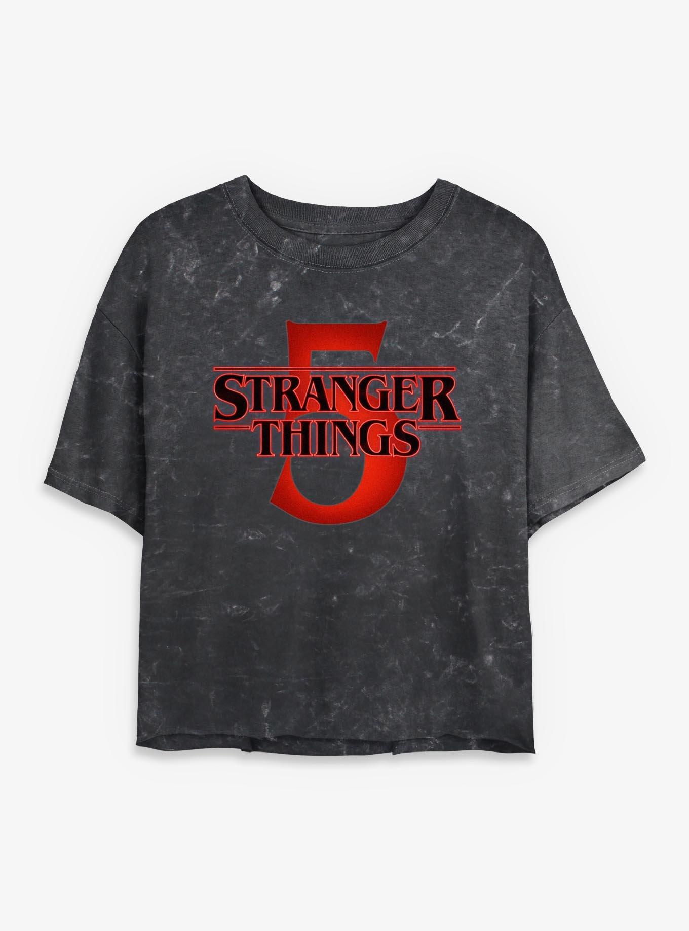 Stranger Things 5 Logo Womens Mineral Wash Crop T-Shirt, , hi-res