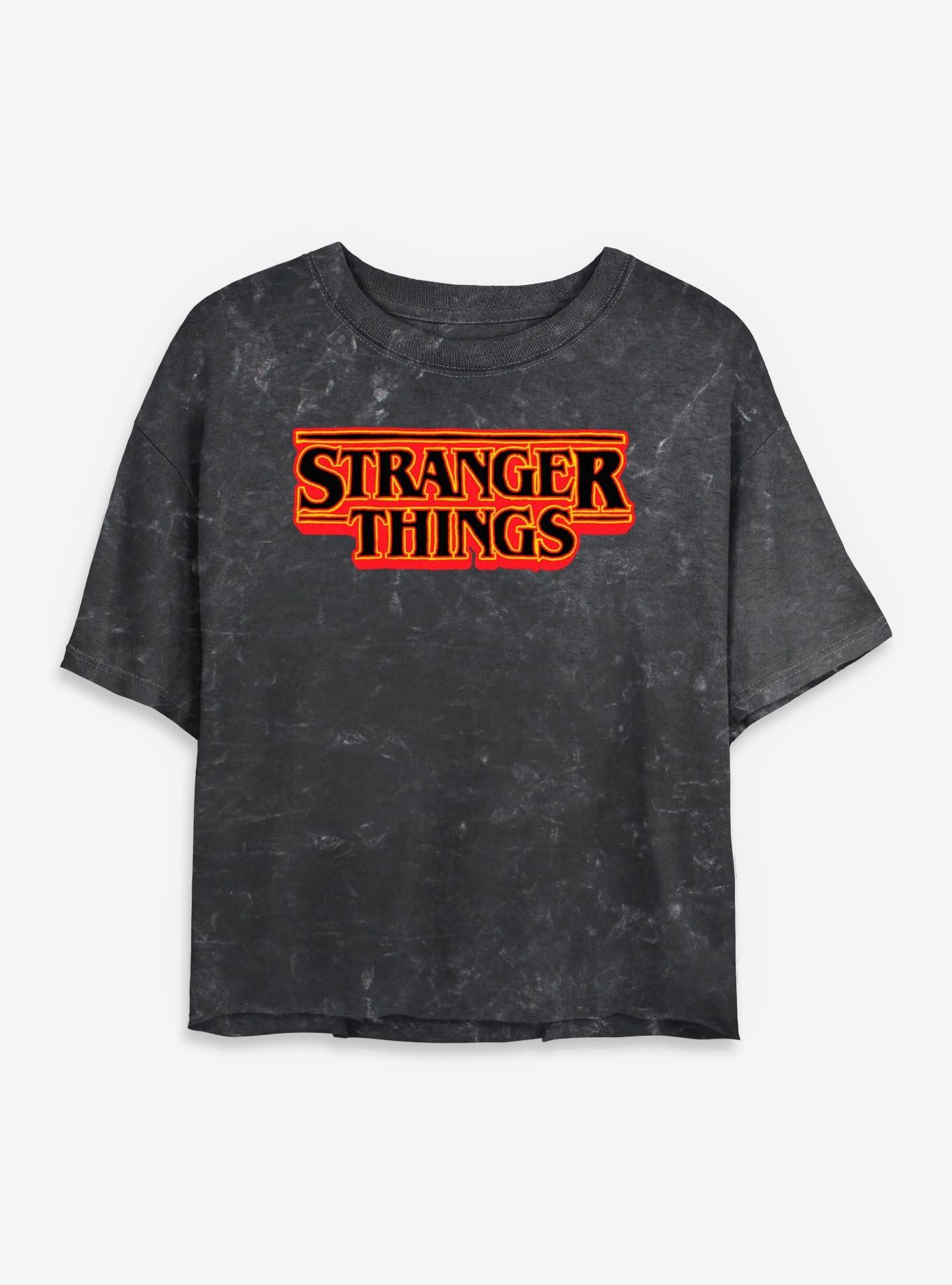 Stranger Things Logo Womens Mineral Wash Crop T-Shirt