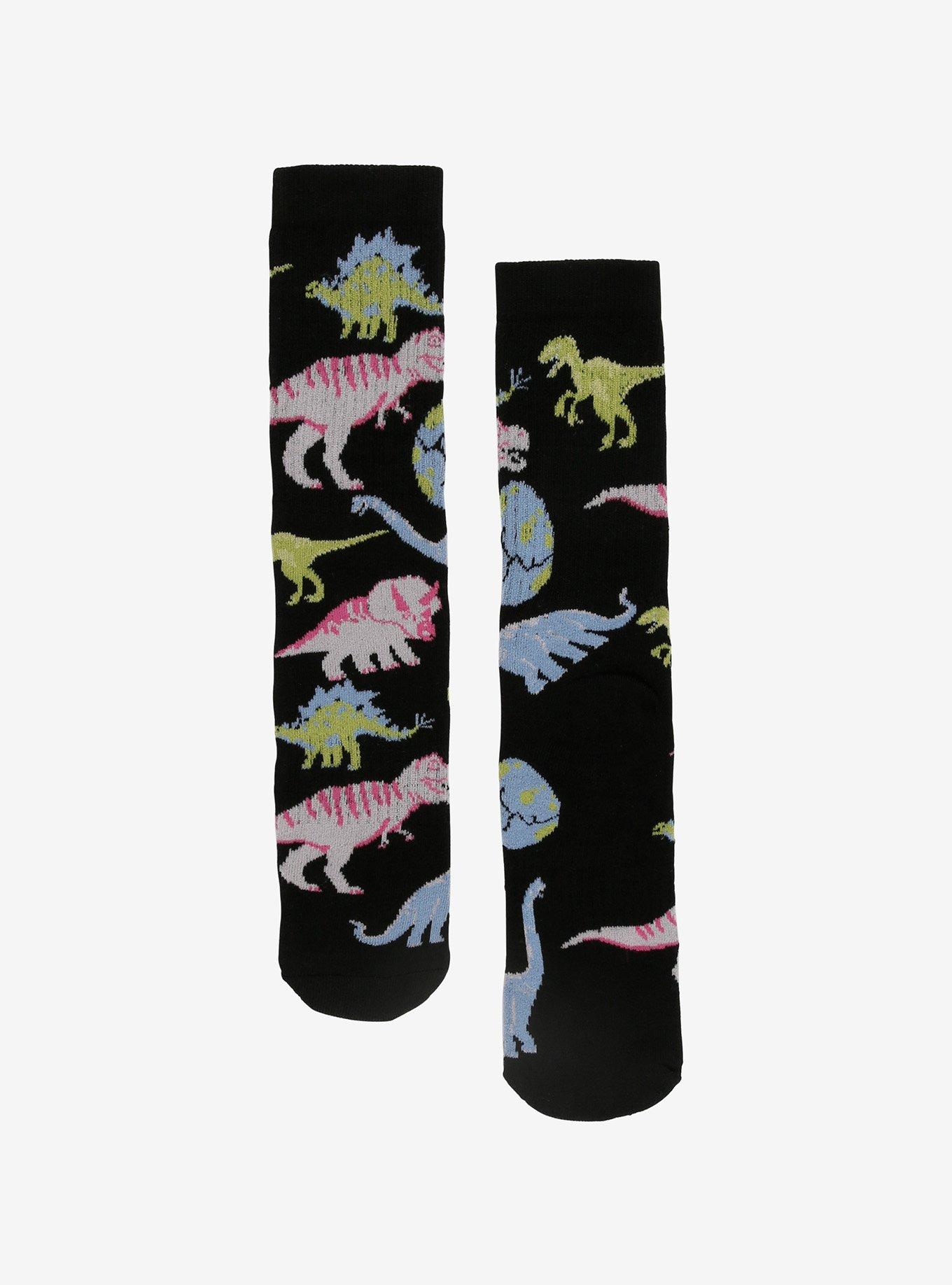 Colorful Dinosaurs Crew Socks, , hi-res