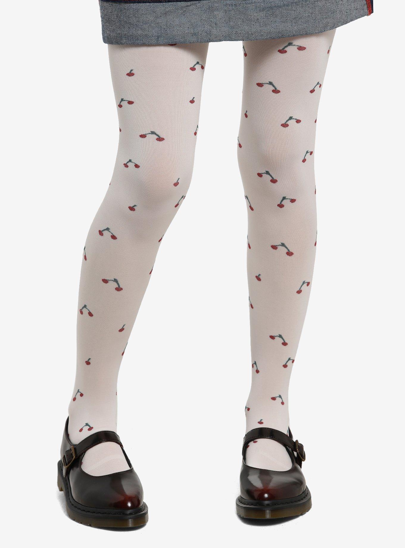 Cream Cherry Toss Tights, , hi-res