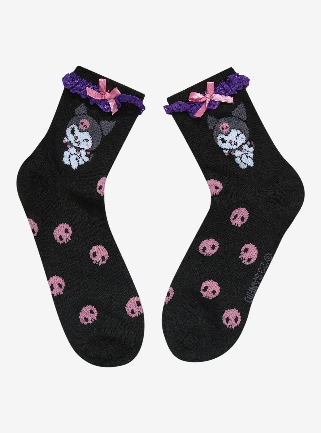Kuromi Skull Lace Ankle Socks, , hi-res