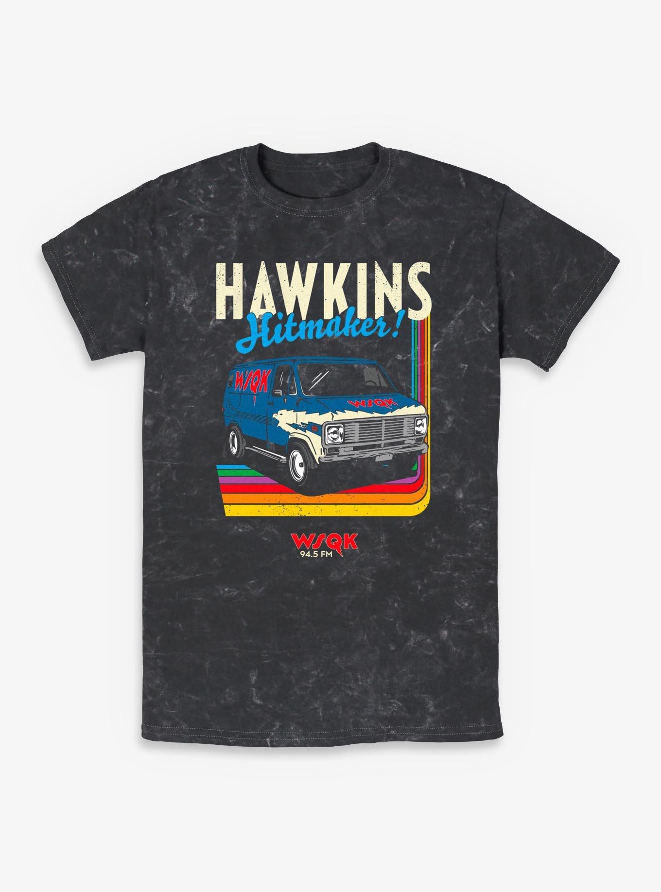 Stranger Things Hawkins Hitmaker WSQK 94.5FM Mineral Wash T-Shirt