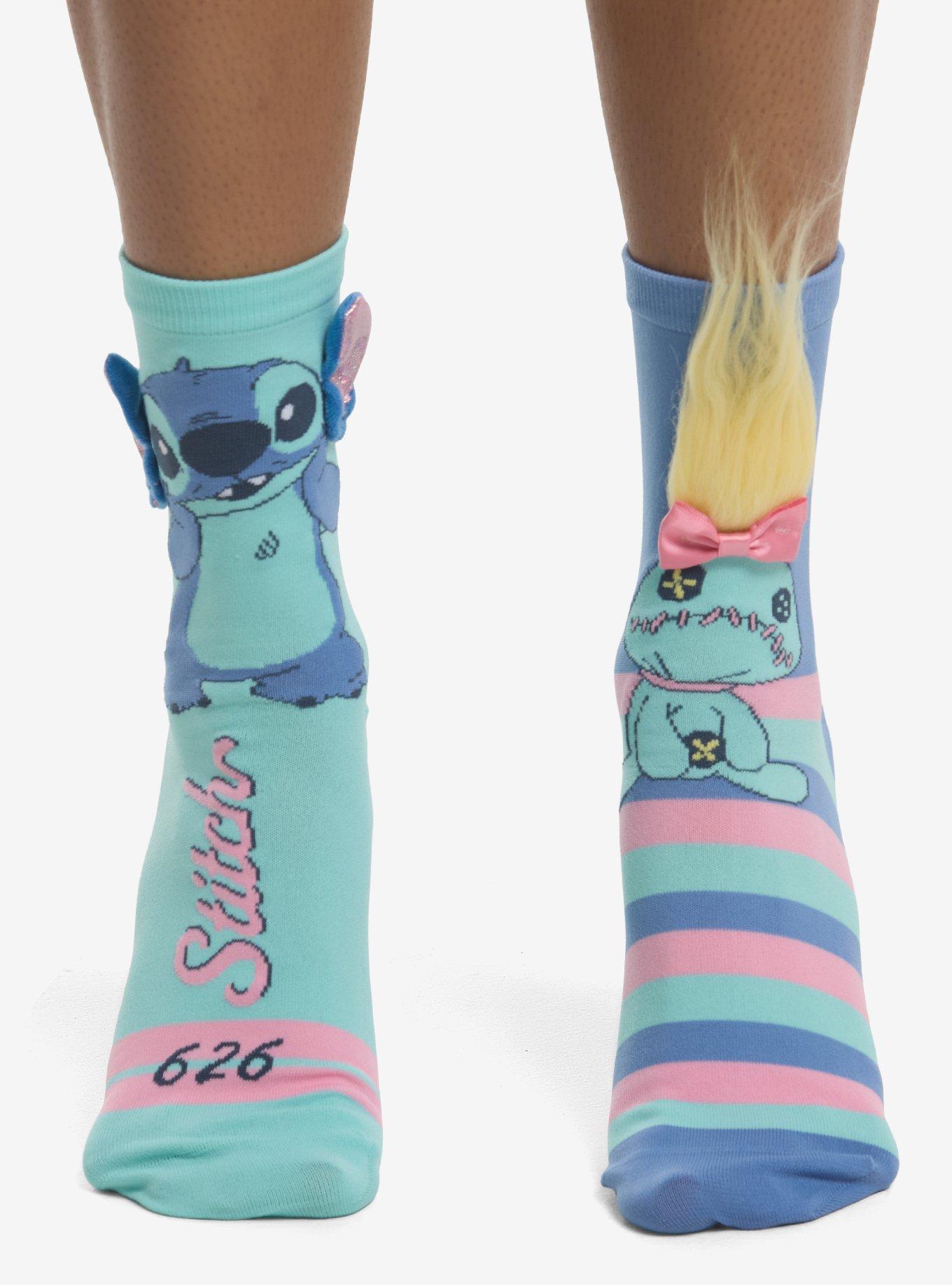 Disney Stitch & Scrump Mismatch Crew Socks, , hi-res