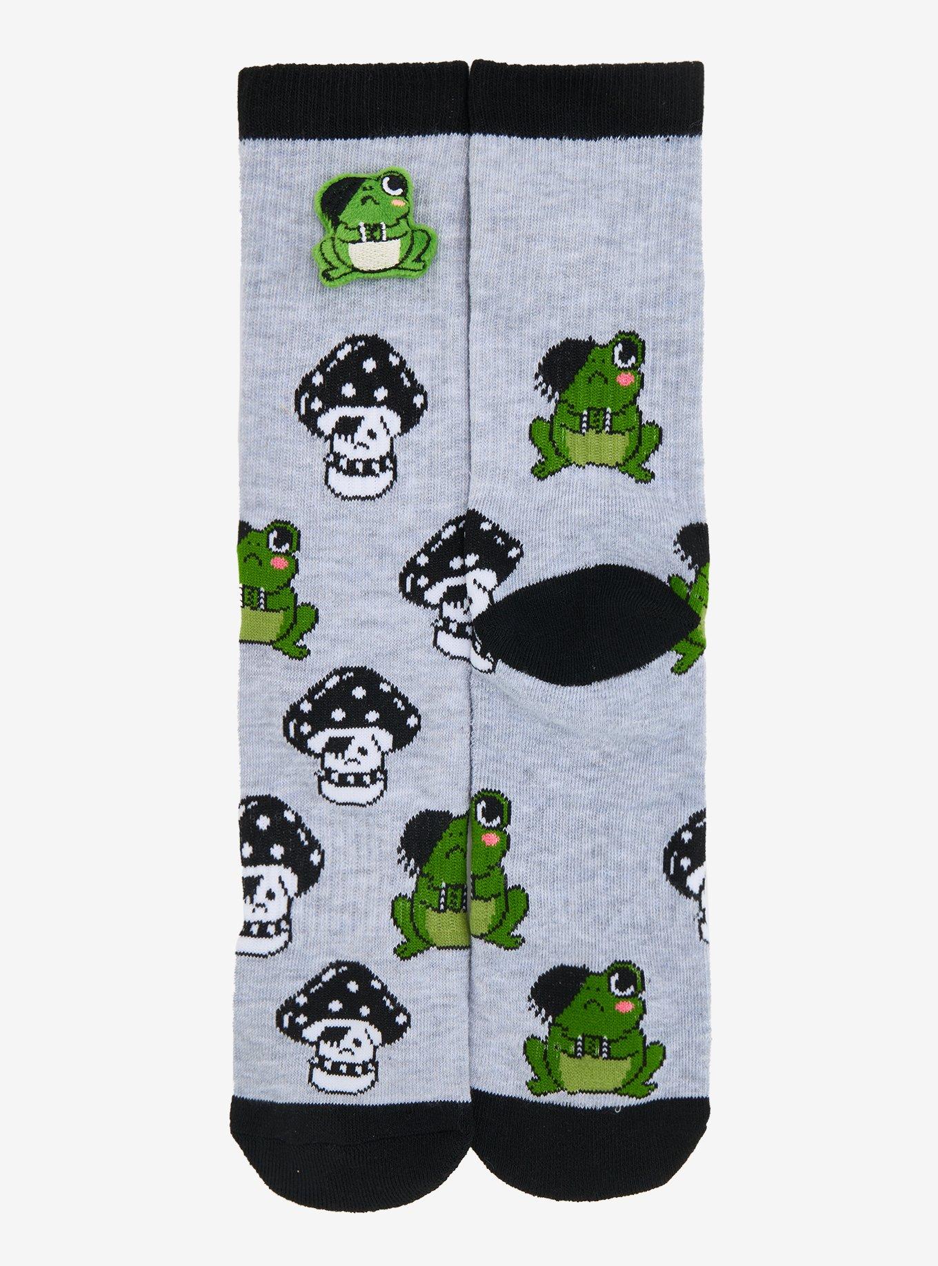 Emo Frog Mushroom Crew Socks, , hi-res