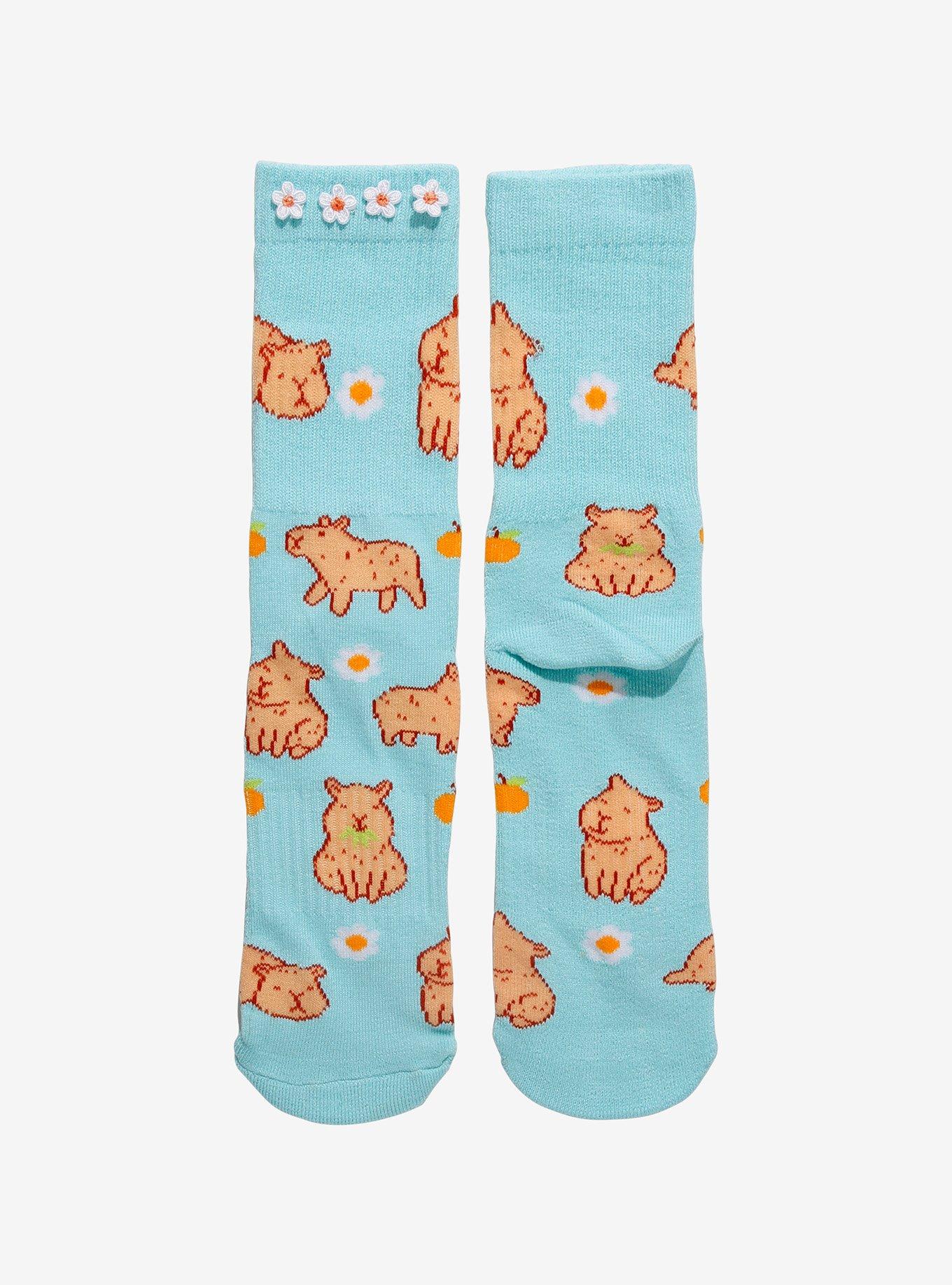 Capybara Daisy & Oranges Crew Socks, , hi-res